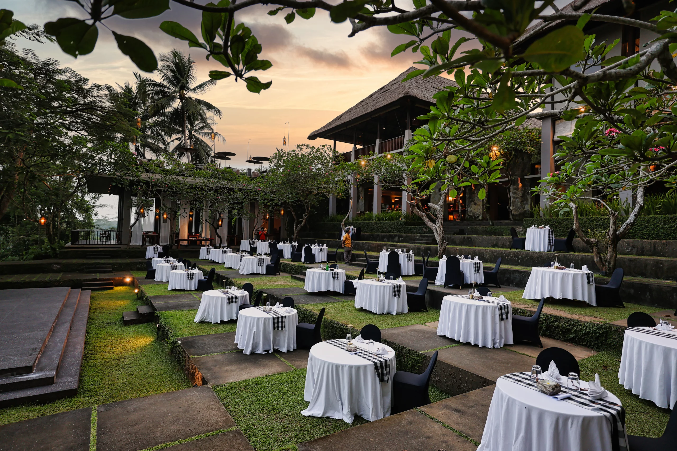 Outdoor seating for kecak dance at Mayasari