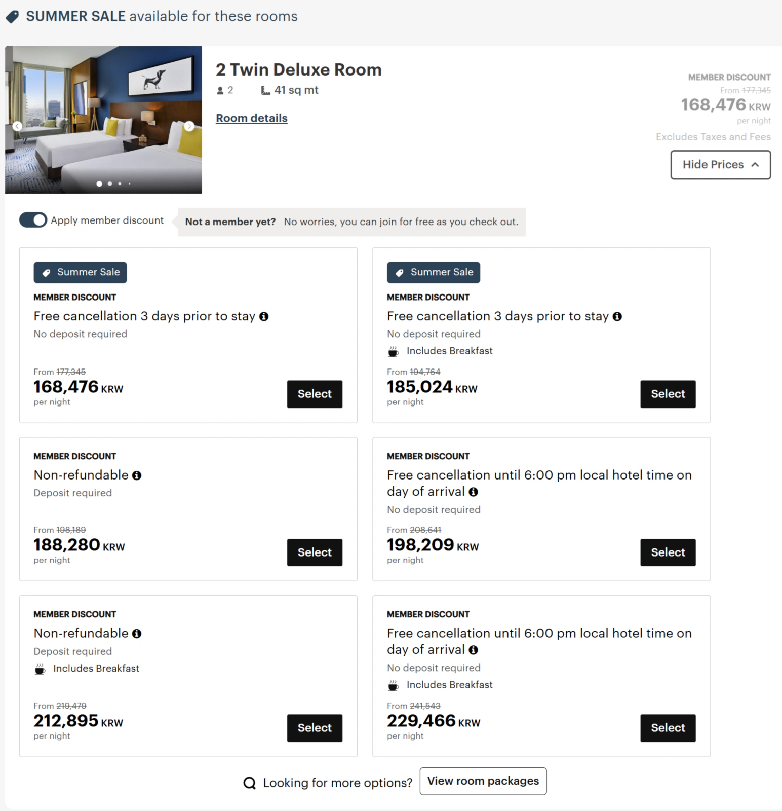 Comparing Summer Sale rate with standard rates