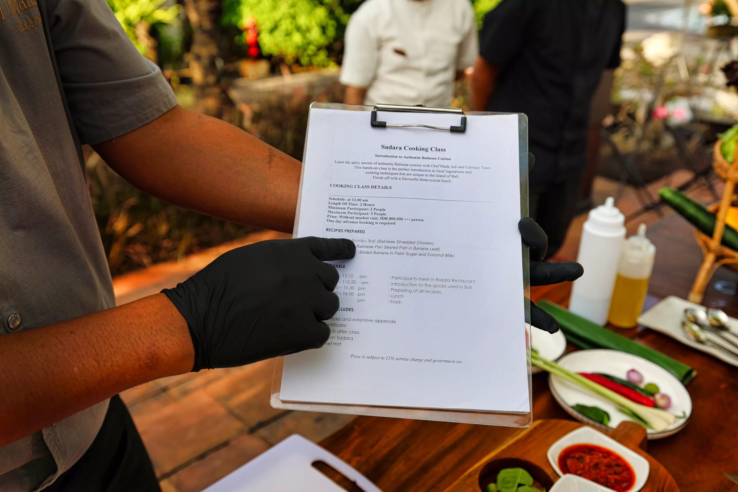 Traditional Balinese cooking class menu