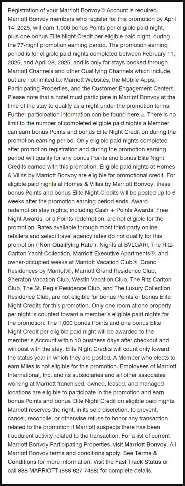 Informational reminder about promotion conditions