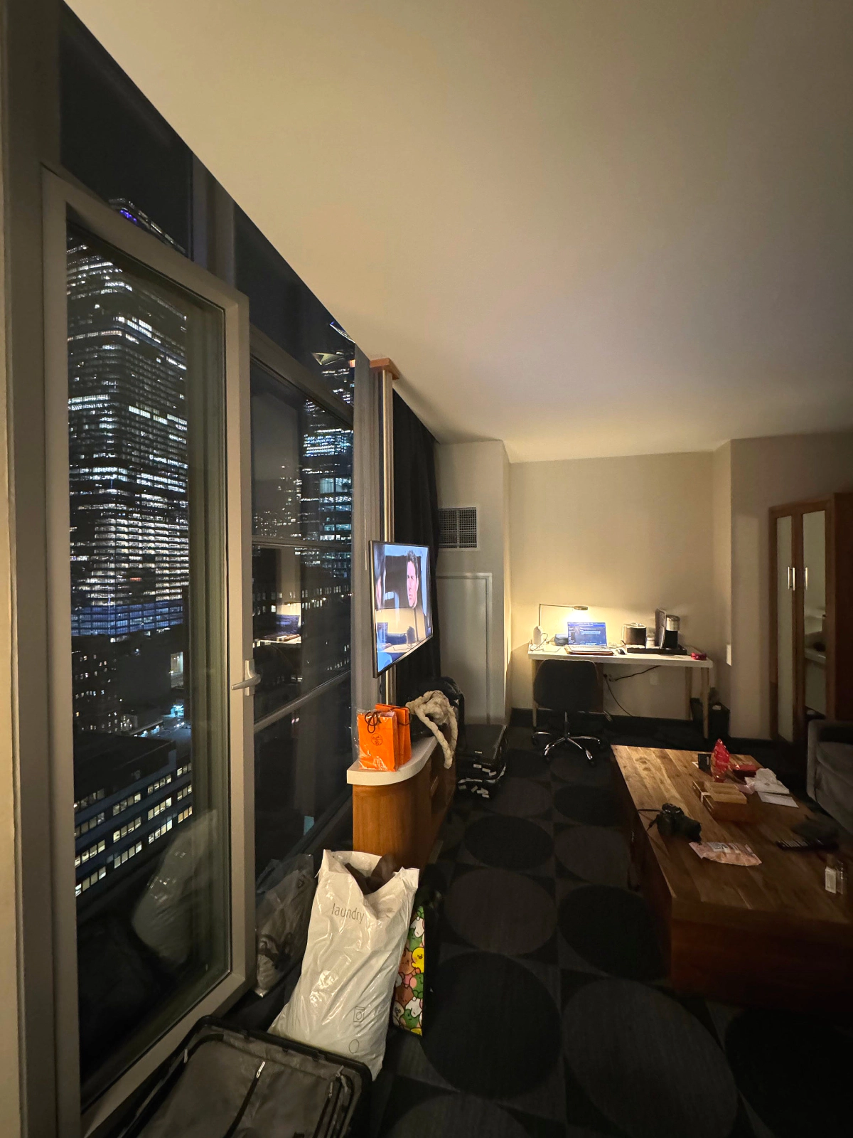Ambient lighting in suite room at night