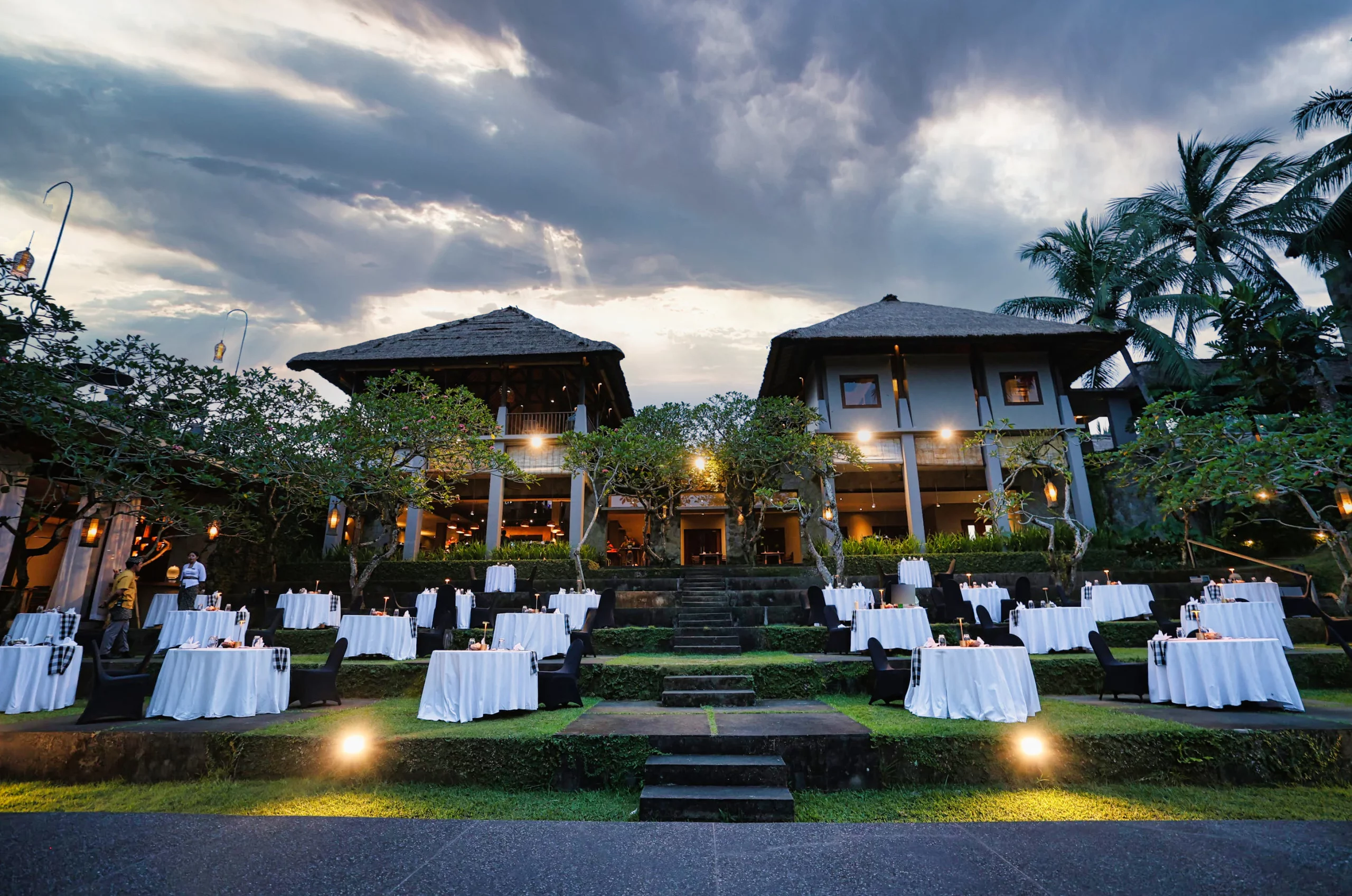 Outdoor seating for kecak dance at Mayasari
