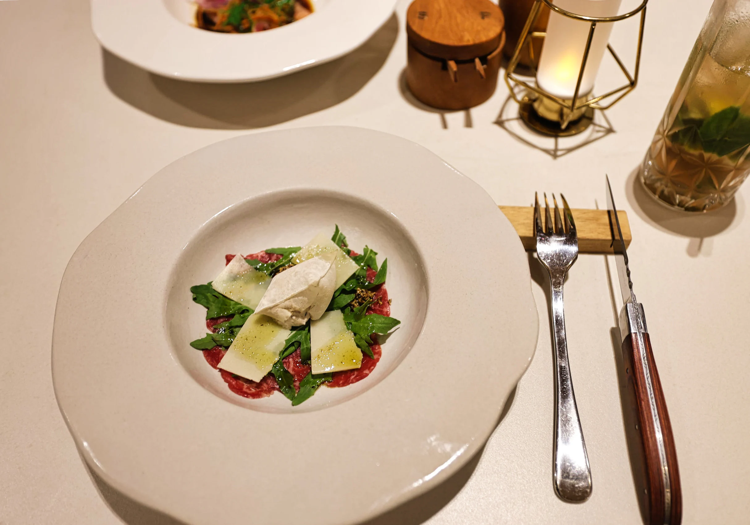 Wagyu beef carpaccio with truffle oil