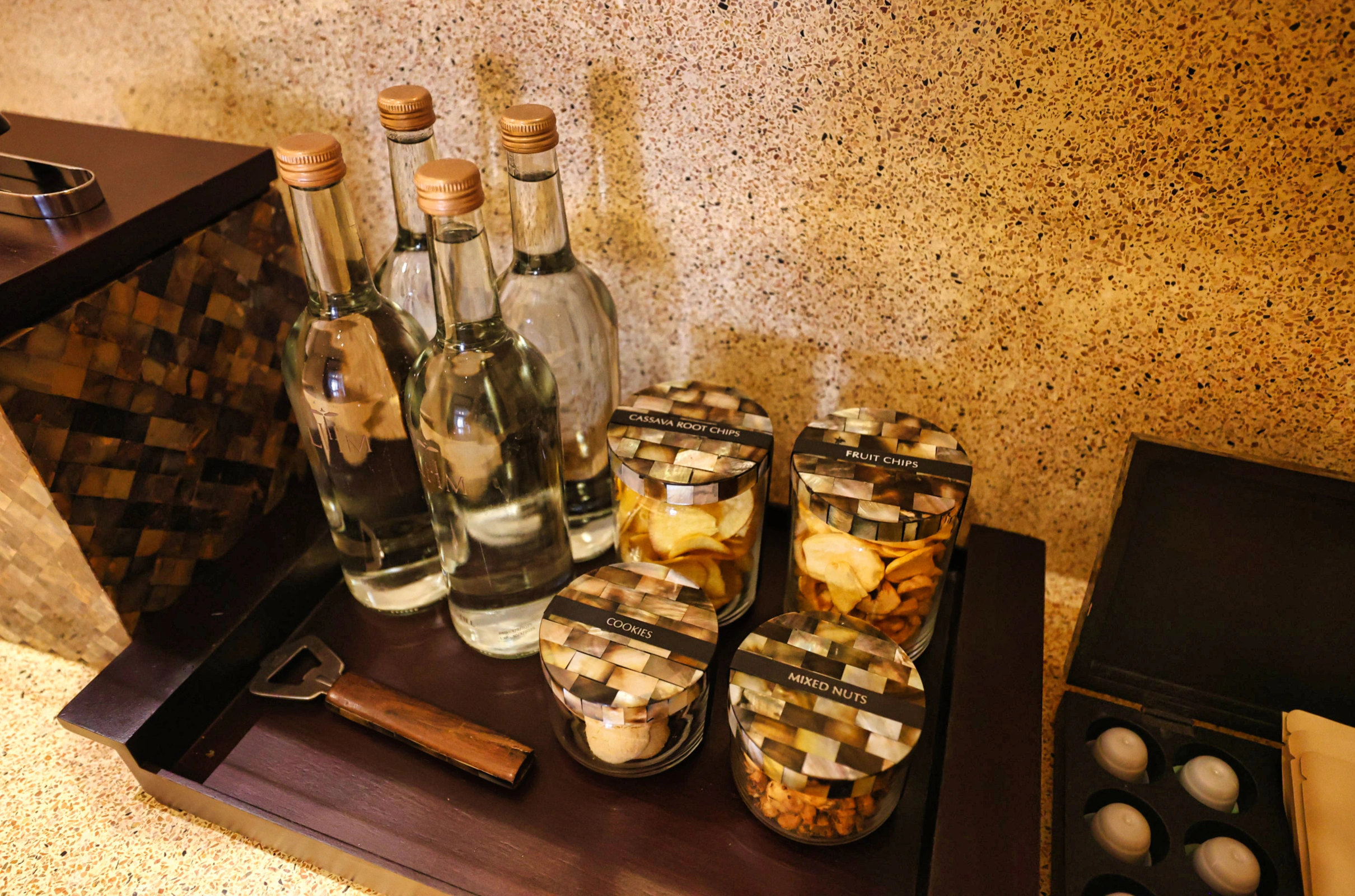 Complimentary snacks and beverages offered in suite