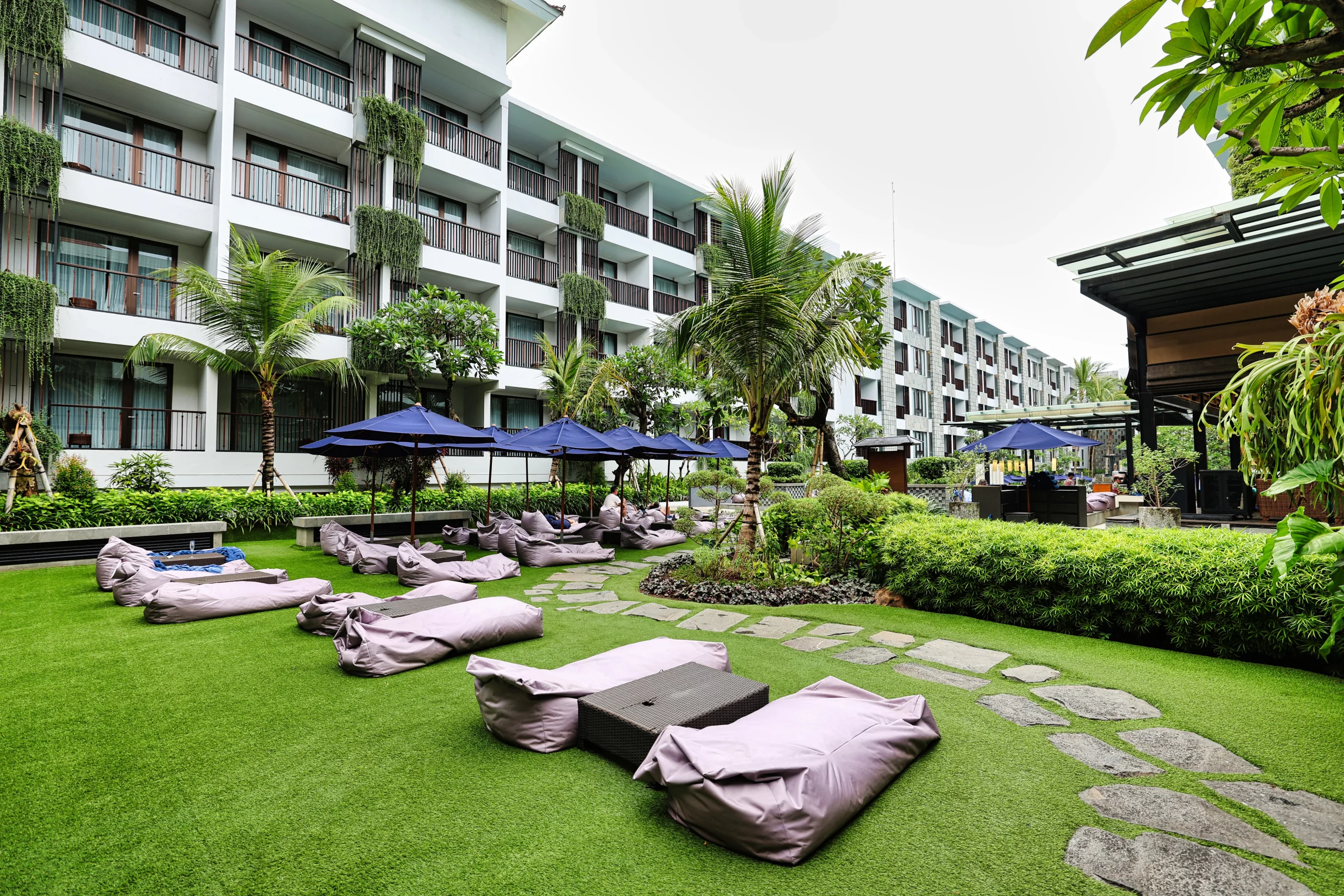 Balcony view from guest room at Courtyard Seminyak