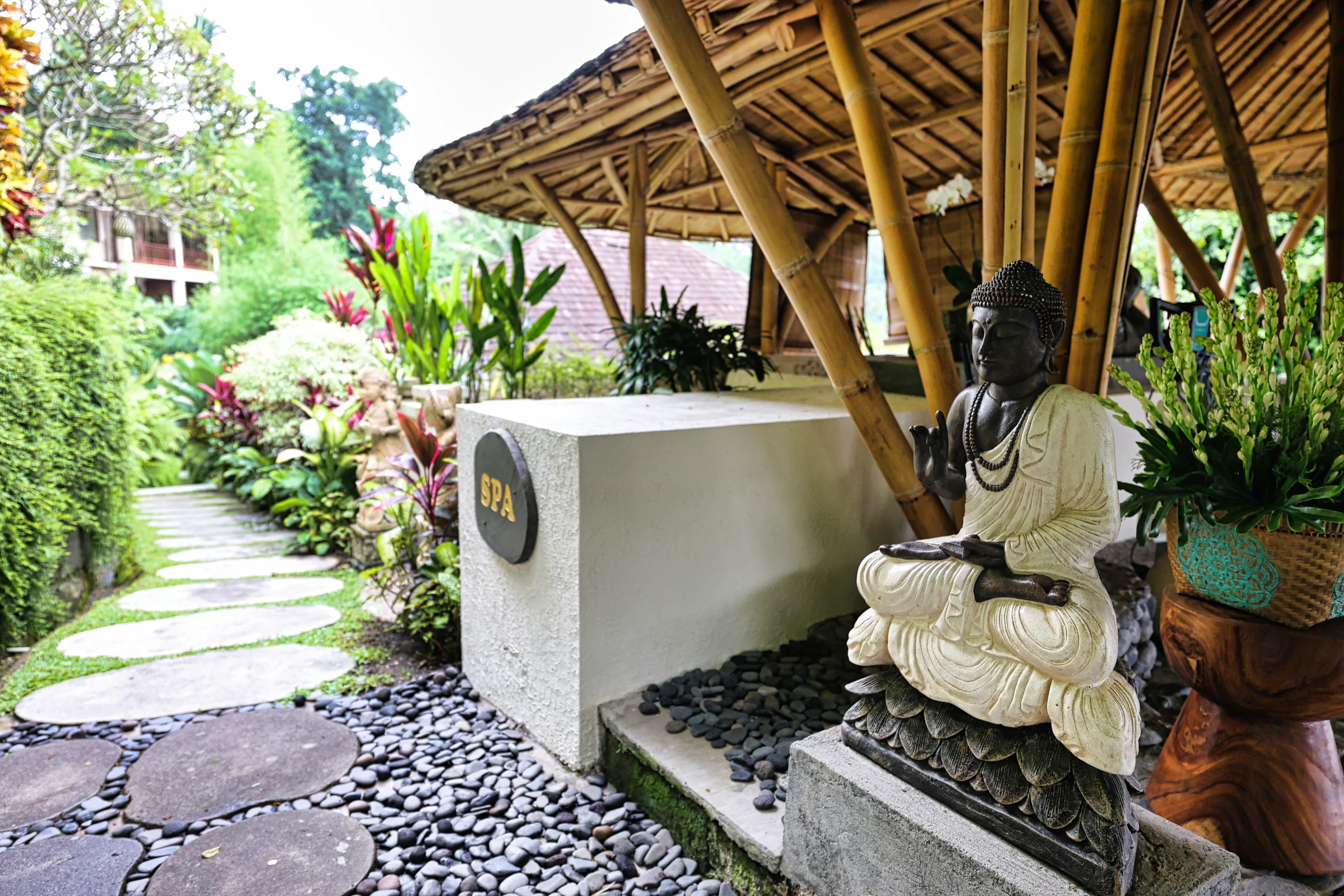 Lush garden view at Jannata Resort & Spa