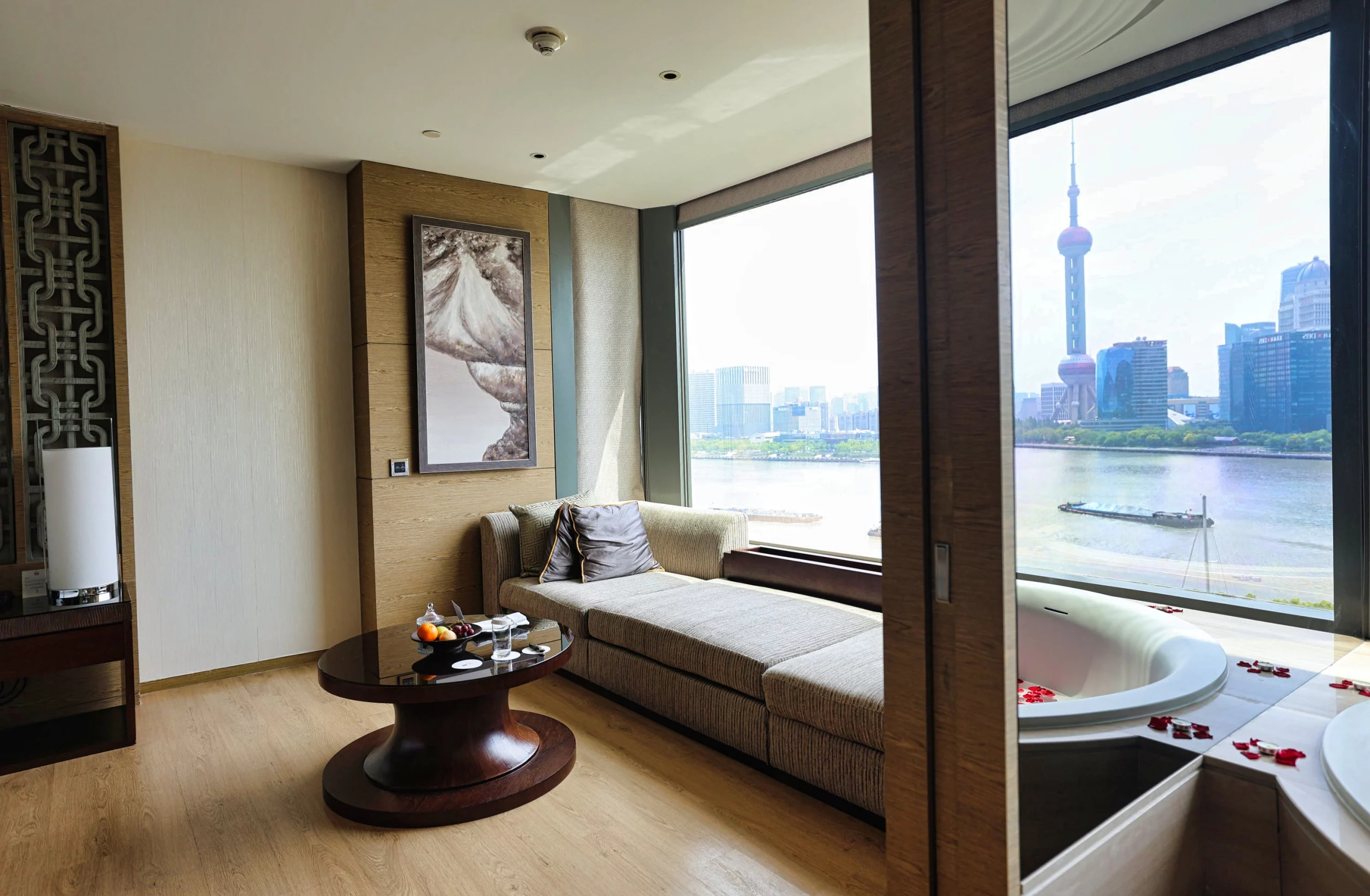 Breathtaking city view from hotel room window