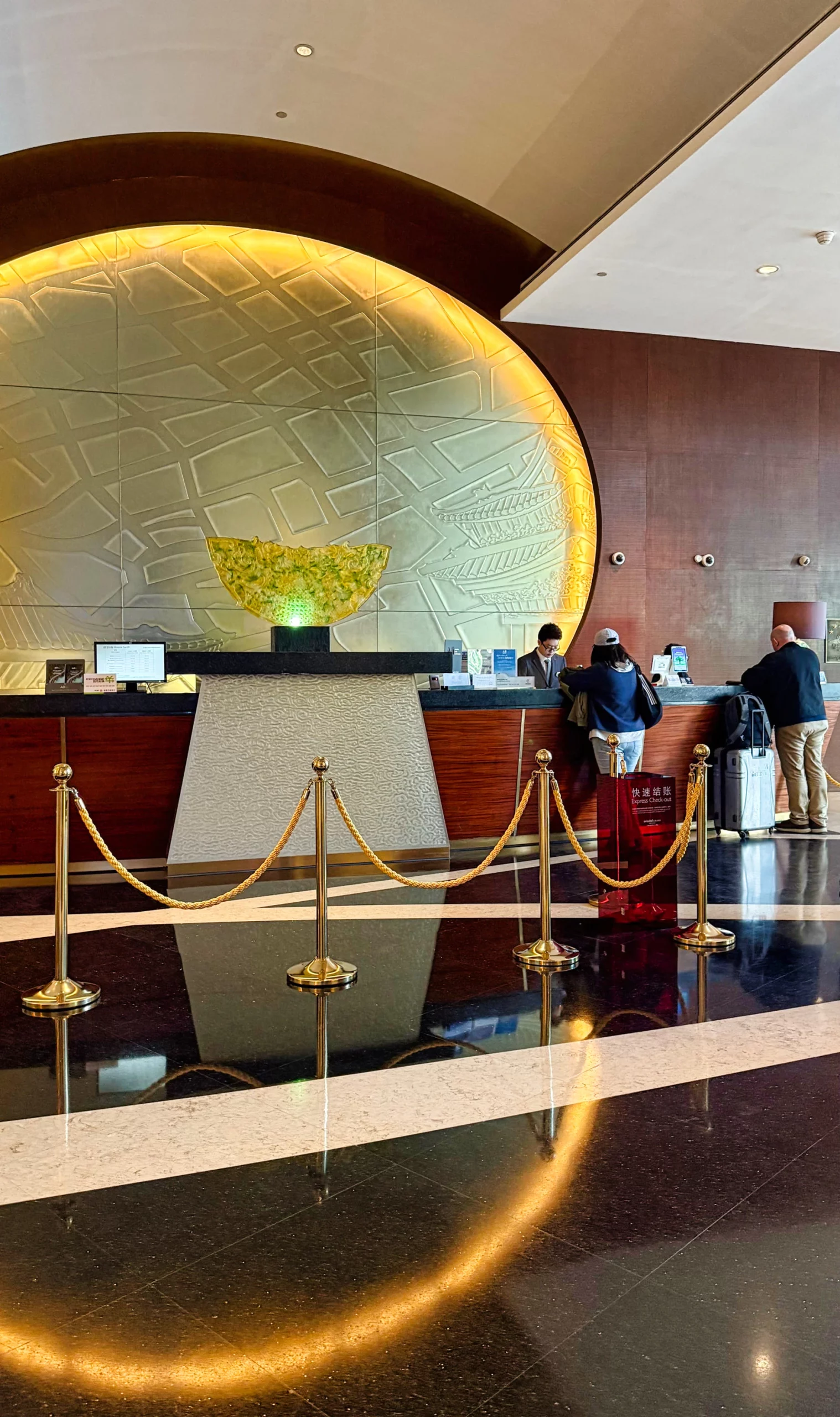 Guests at hotel check-in counter