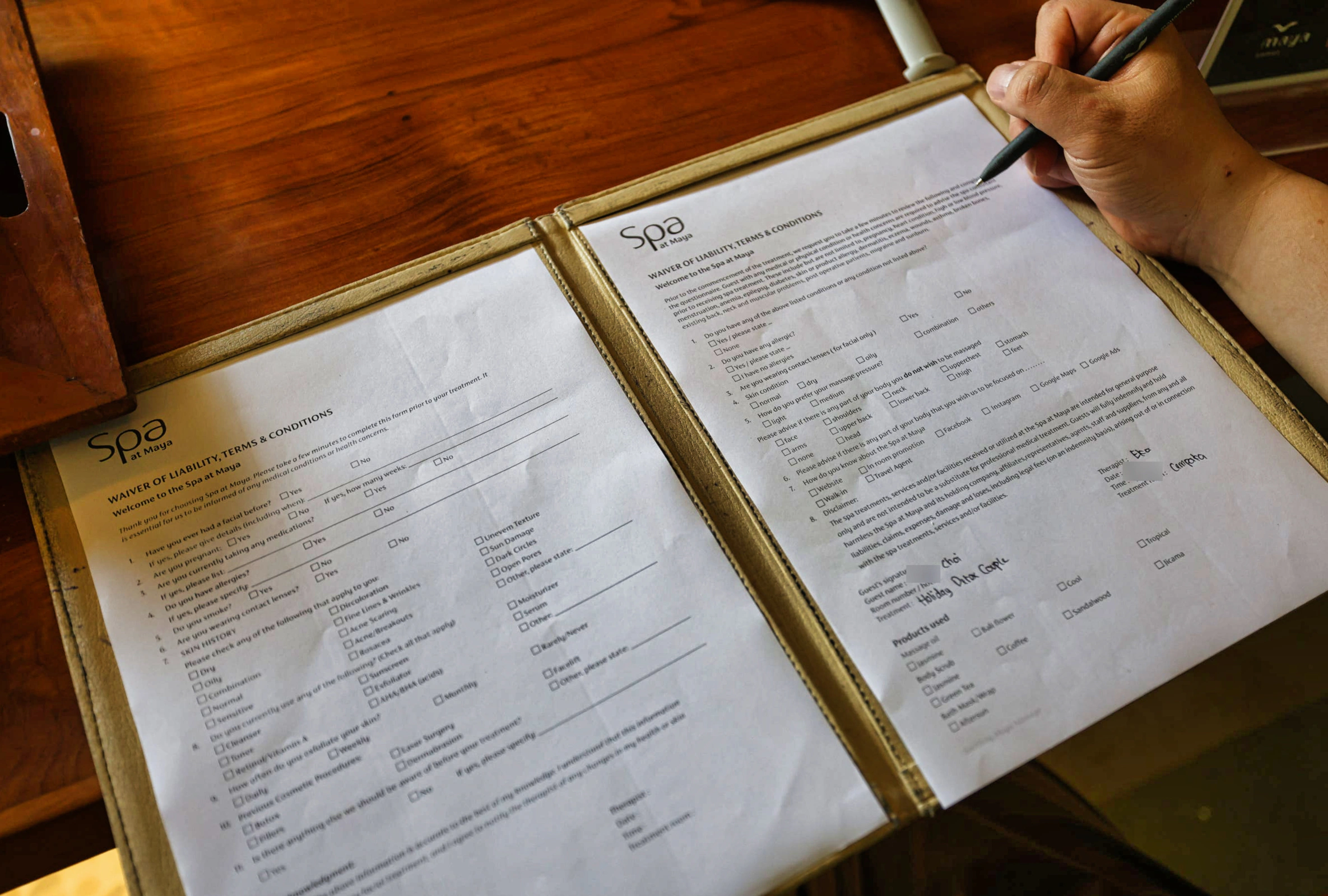 Personalized spa service details