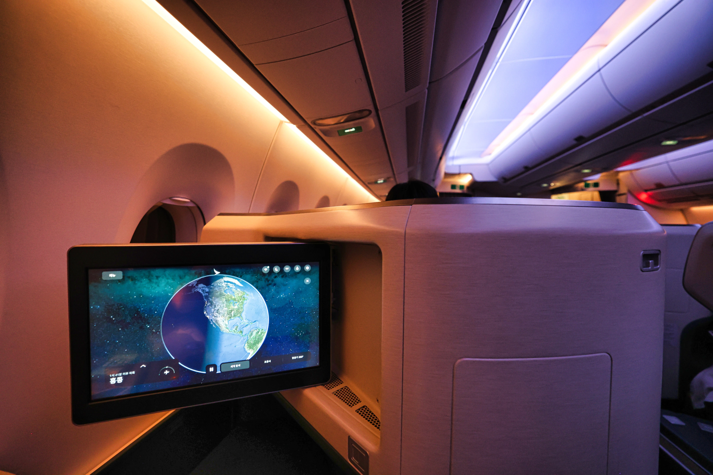 In-flight entertainment screen displaying movie options