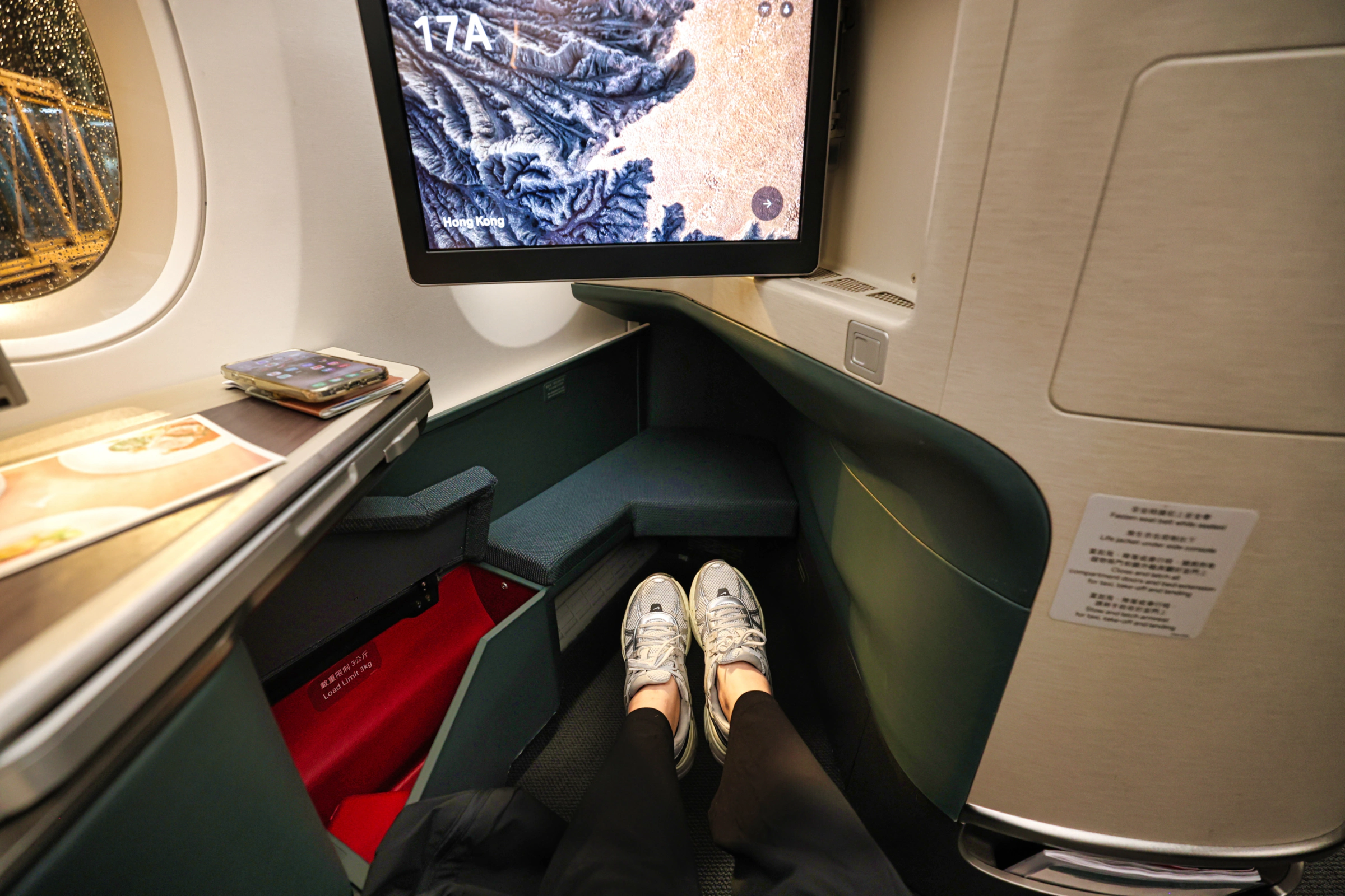 Interior view of a modern aircraft cabin