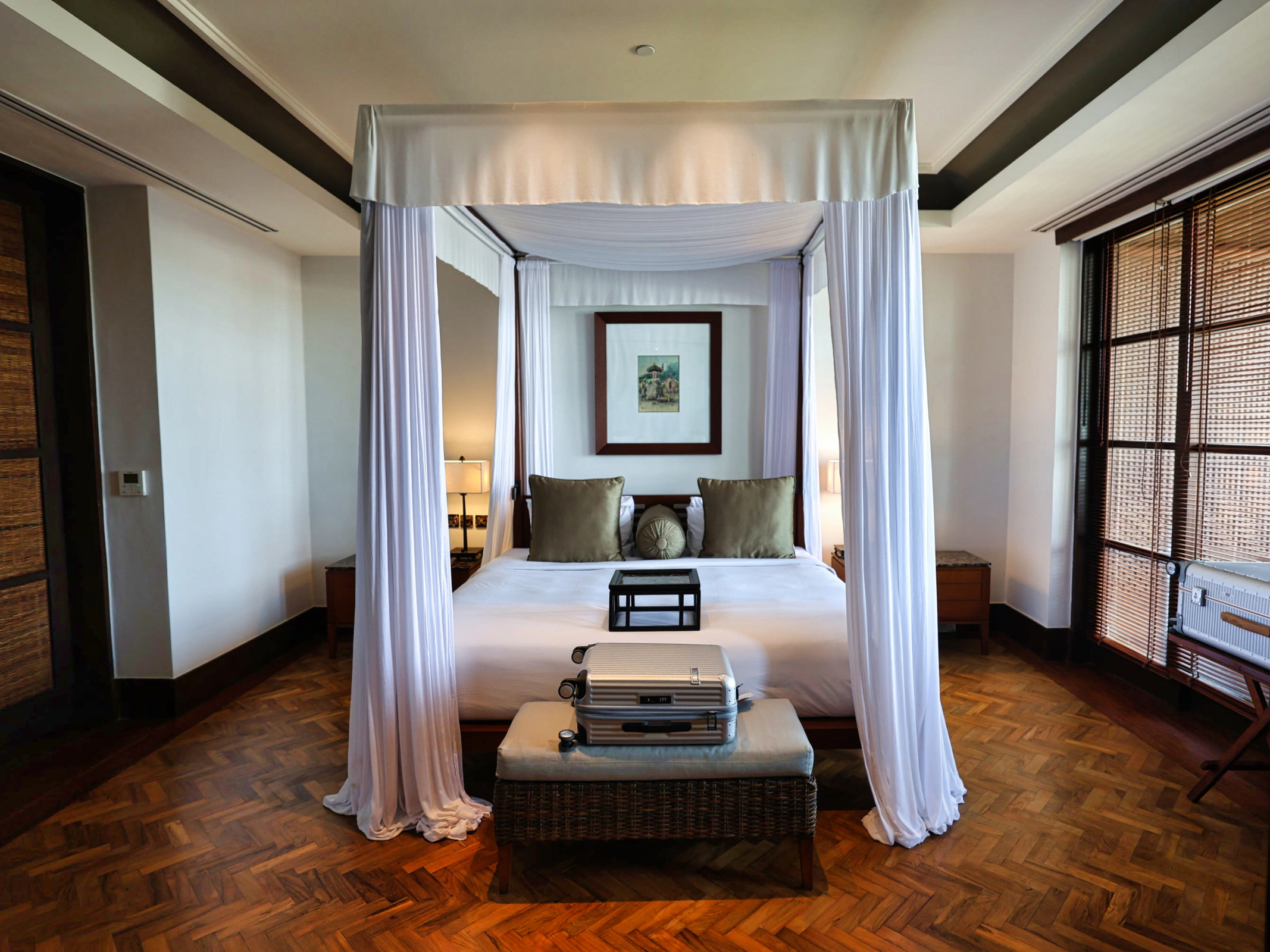 Master bedroom interior with a large king bed