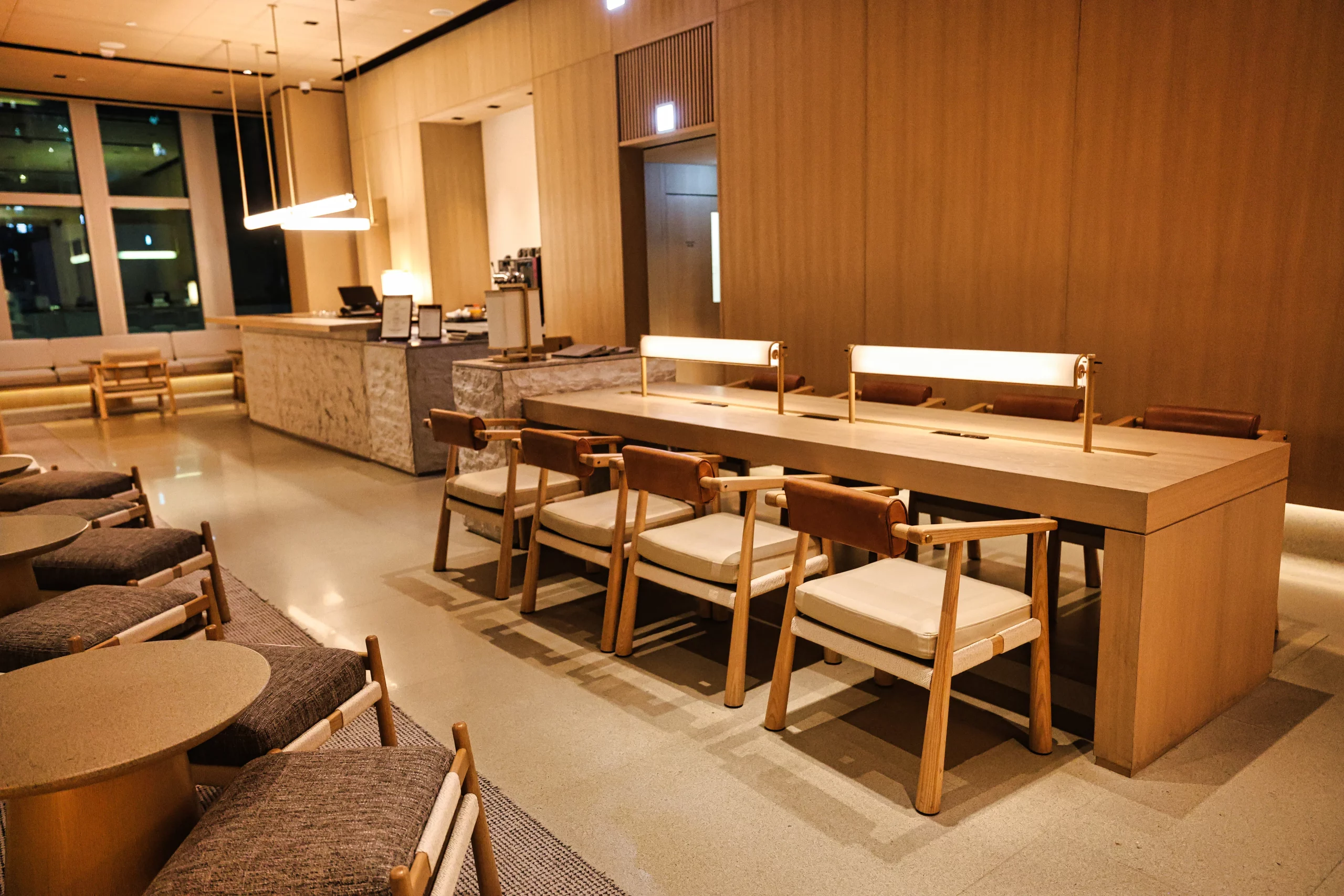 Coworking-style lobby lounge at AKI Hong Kong