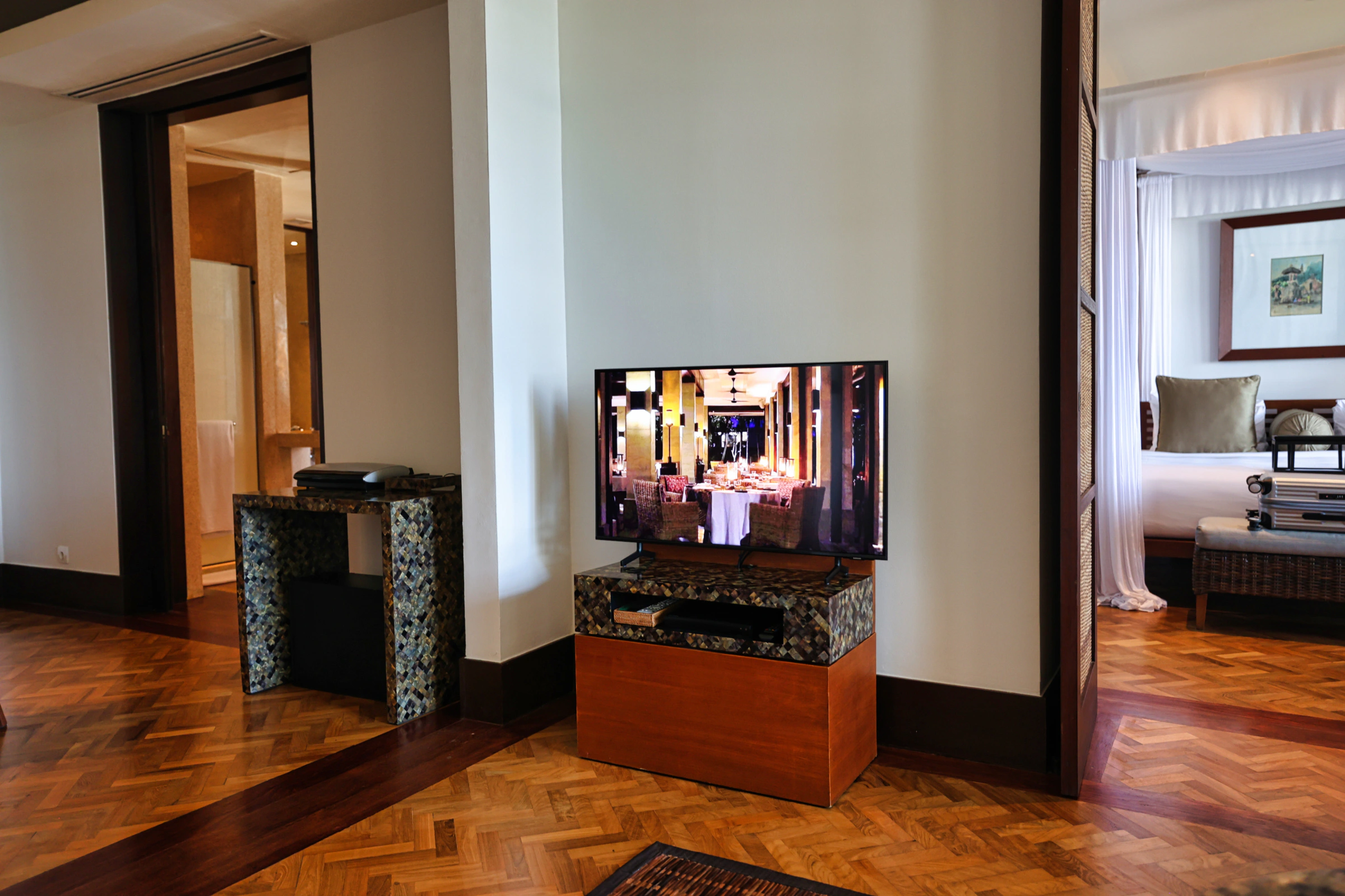 Stylish interior design of a suite living room