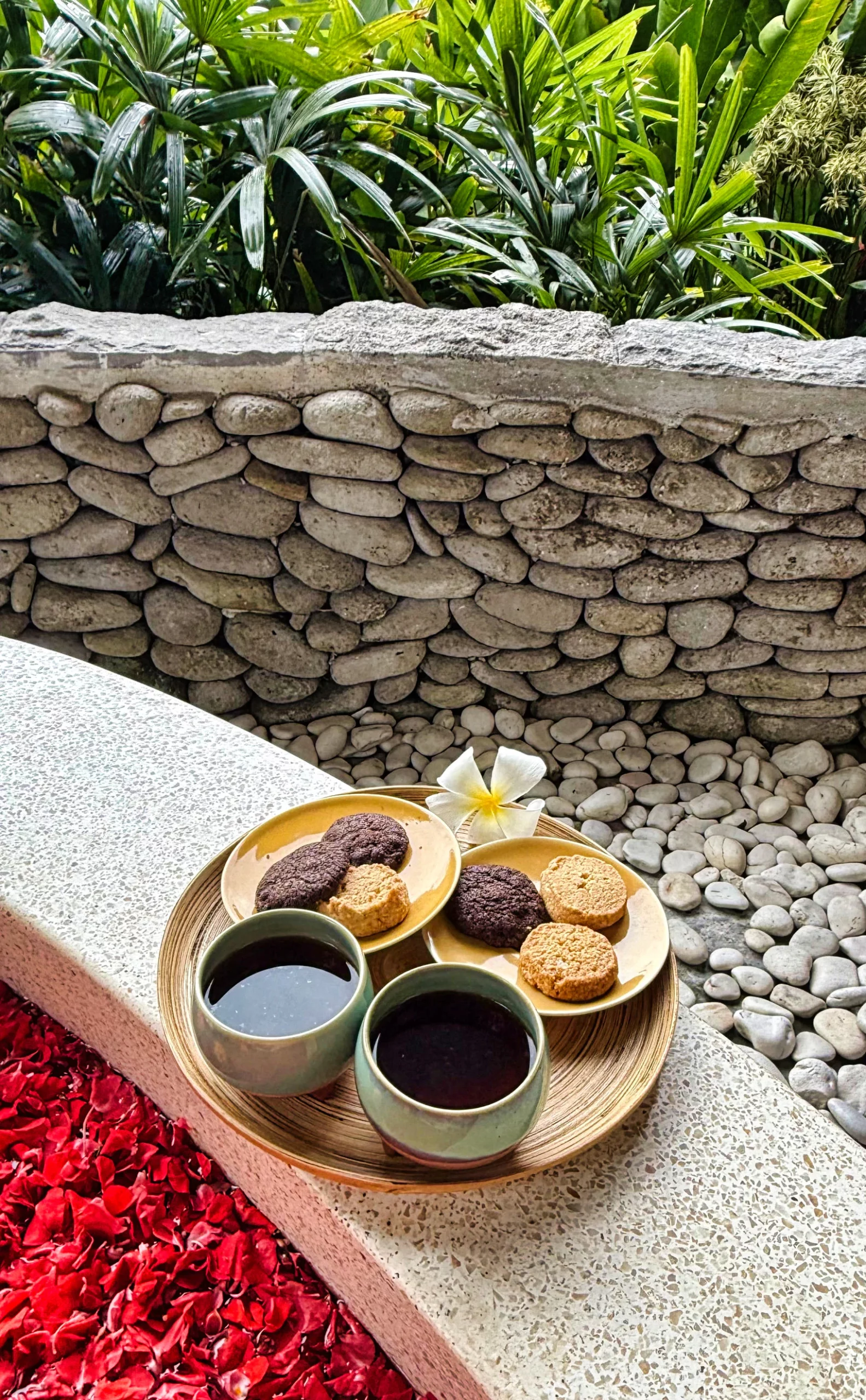 Ginger tea and cookies after spa treatment