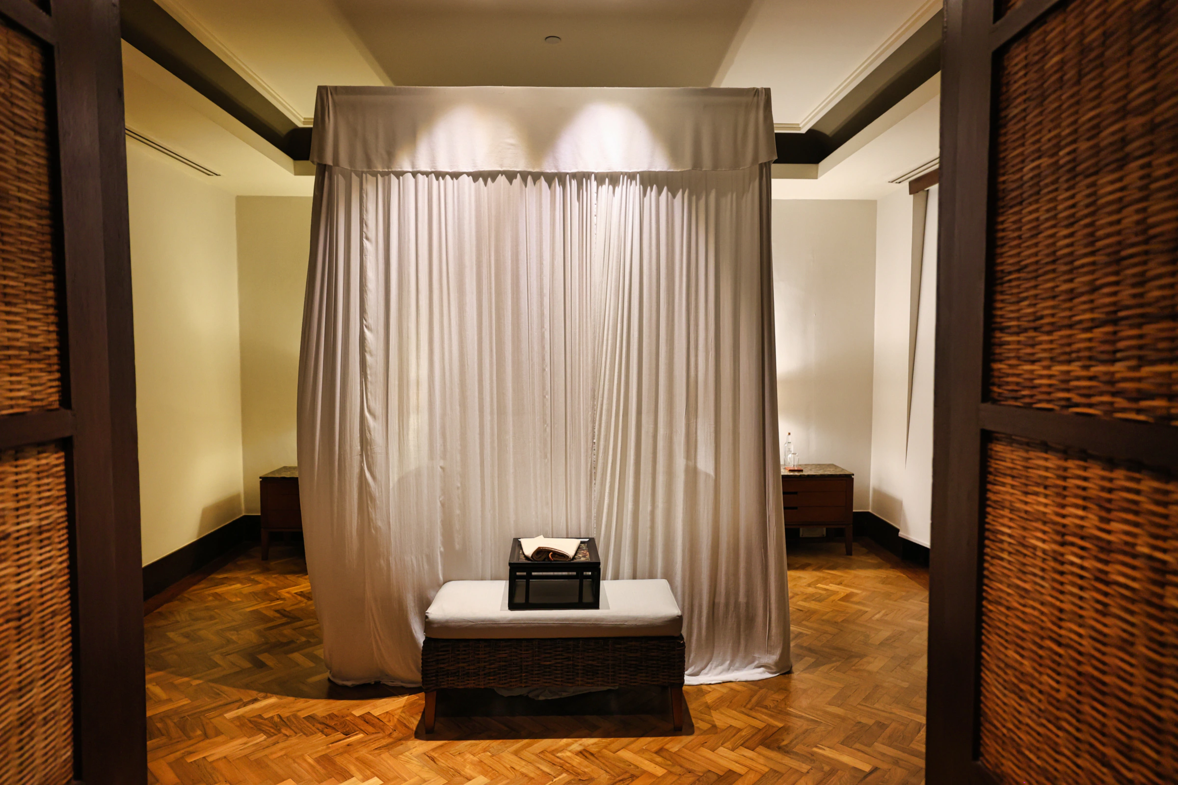 Evening turndown service with prepared bed