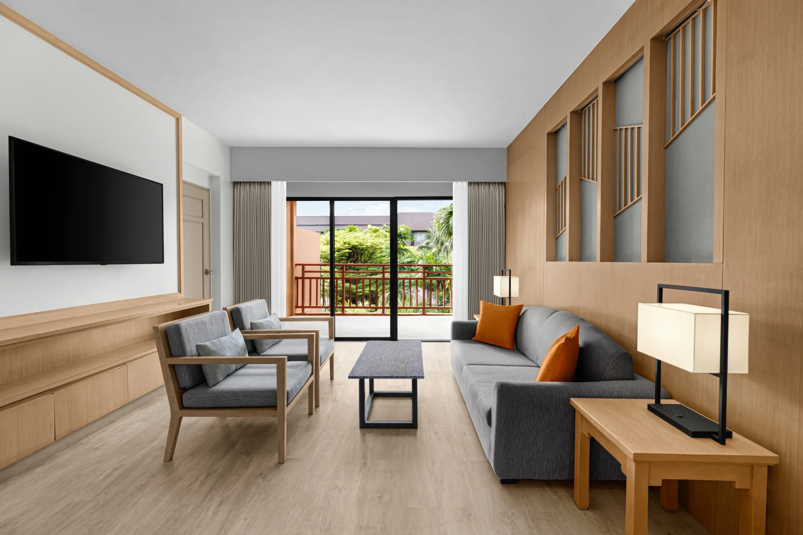 Spacious living area of a Suite room