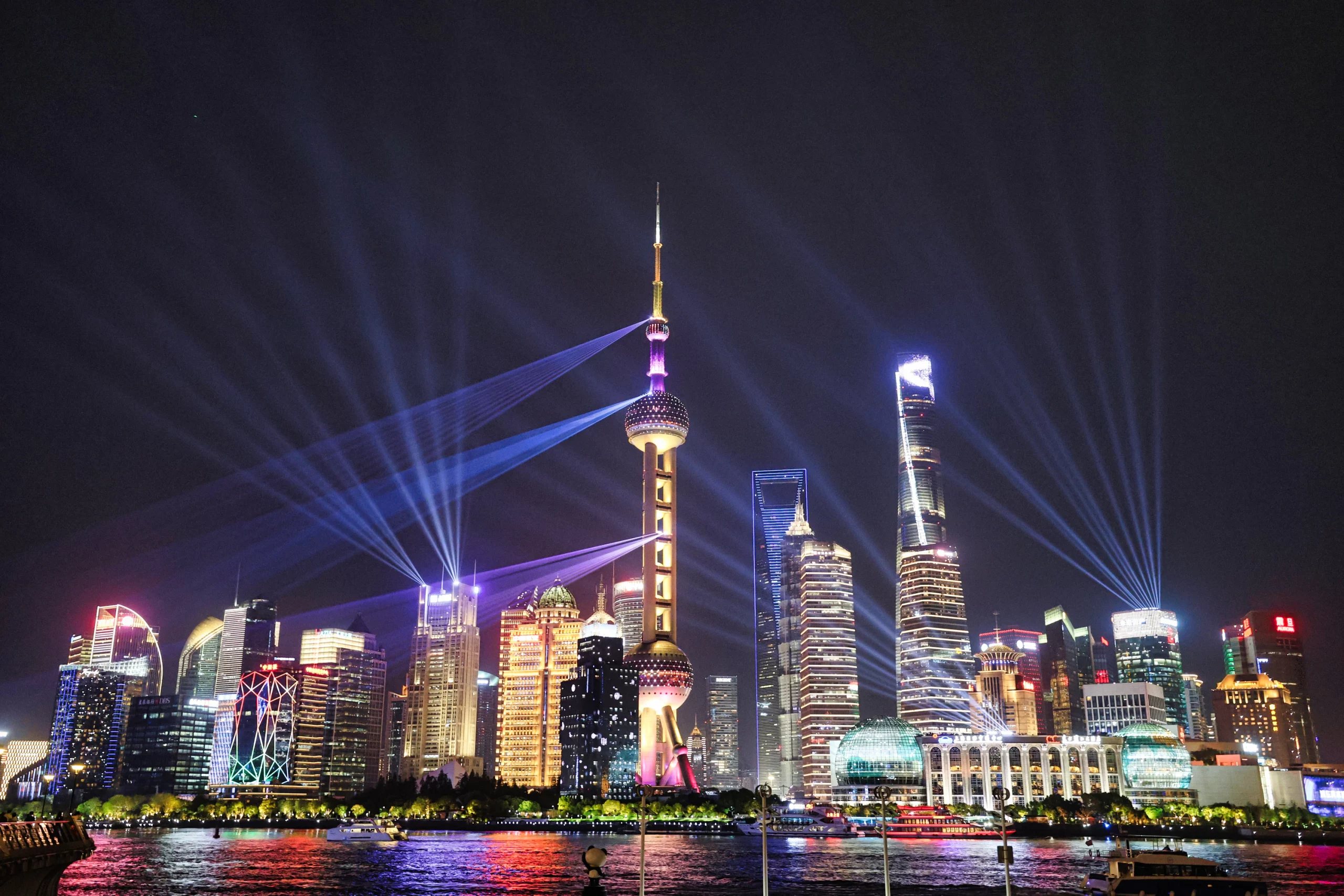 Different angle of the Bund night view near the hotel