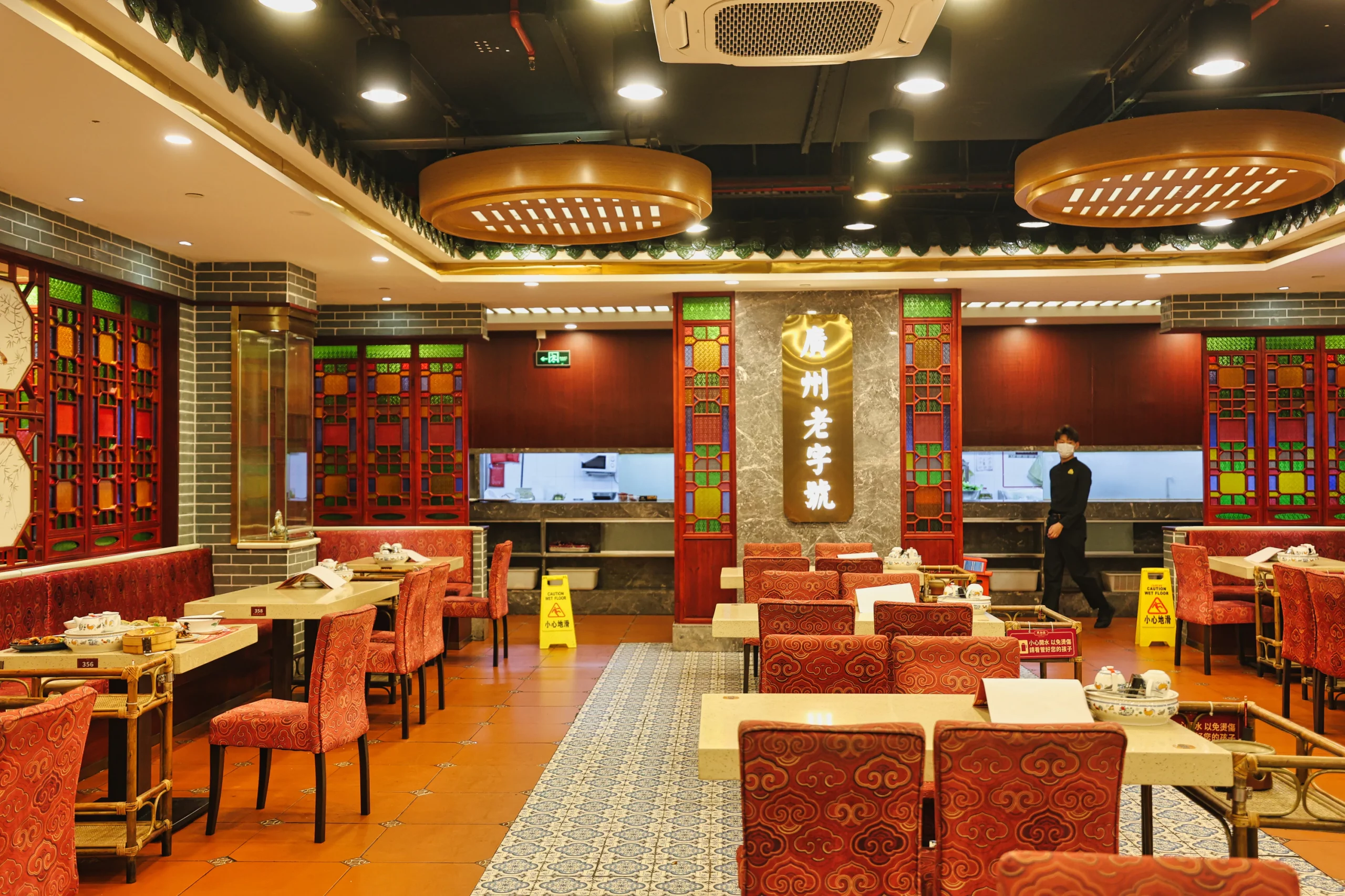 Traditional Cantonese tea house ambiance inside the restaurant