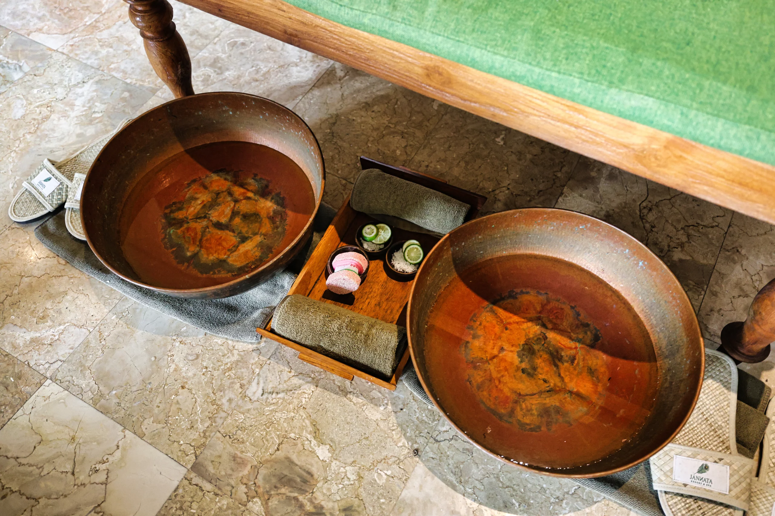 Foot scrub with citrus scent at Champaka Spa