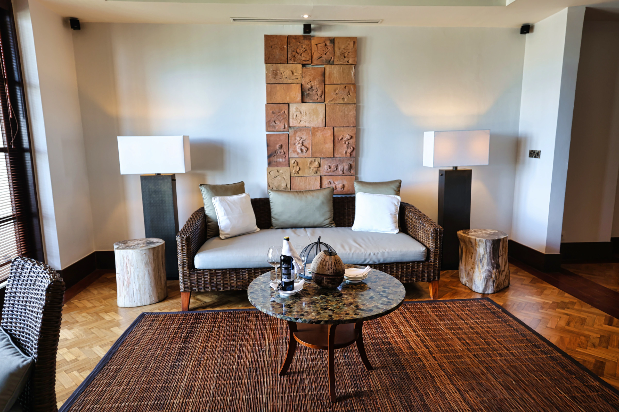 Stylish interior design of a suite living room