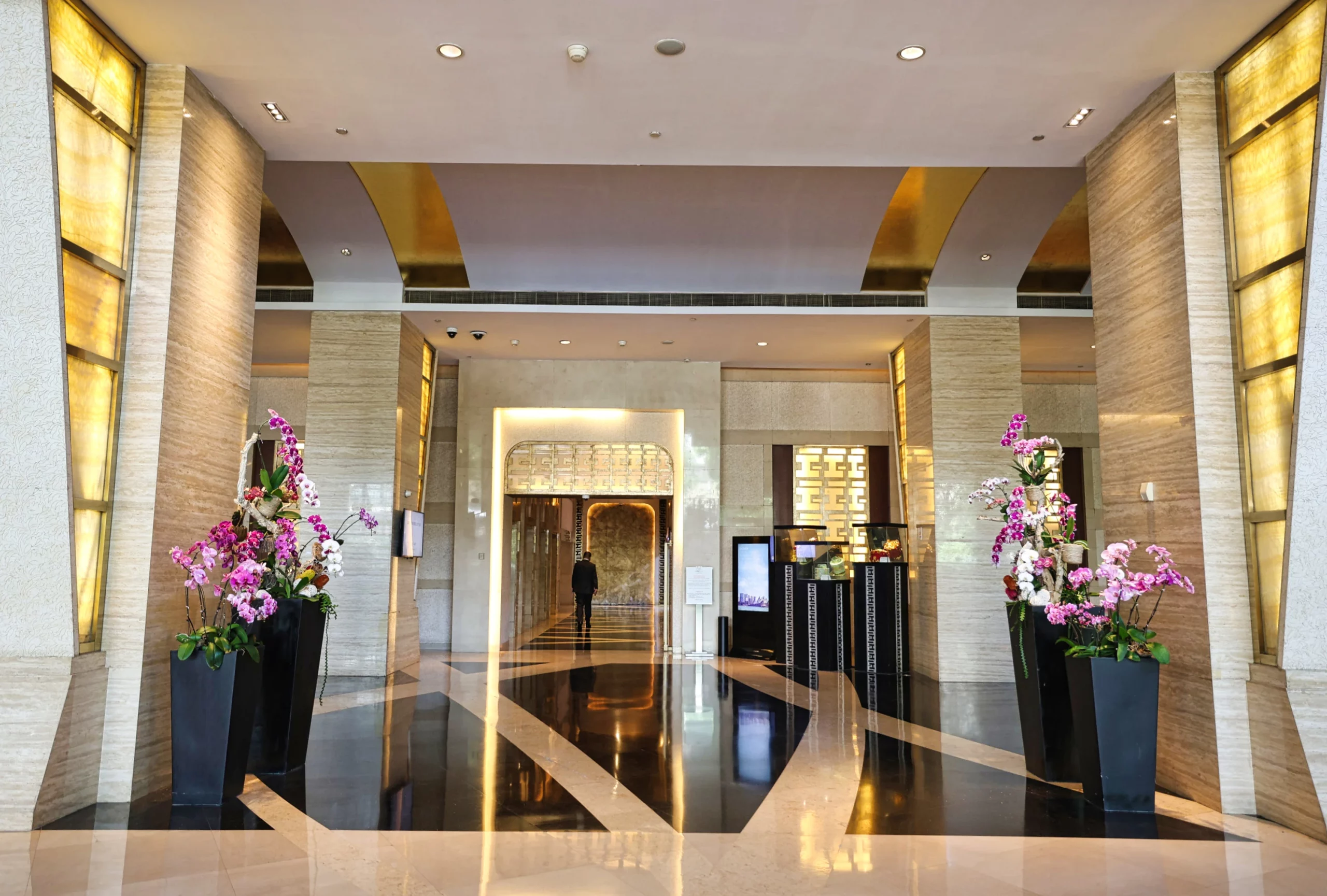 Hotel elevator waiting area