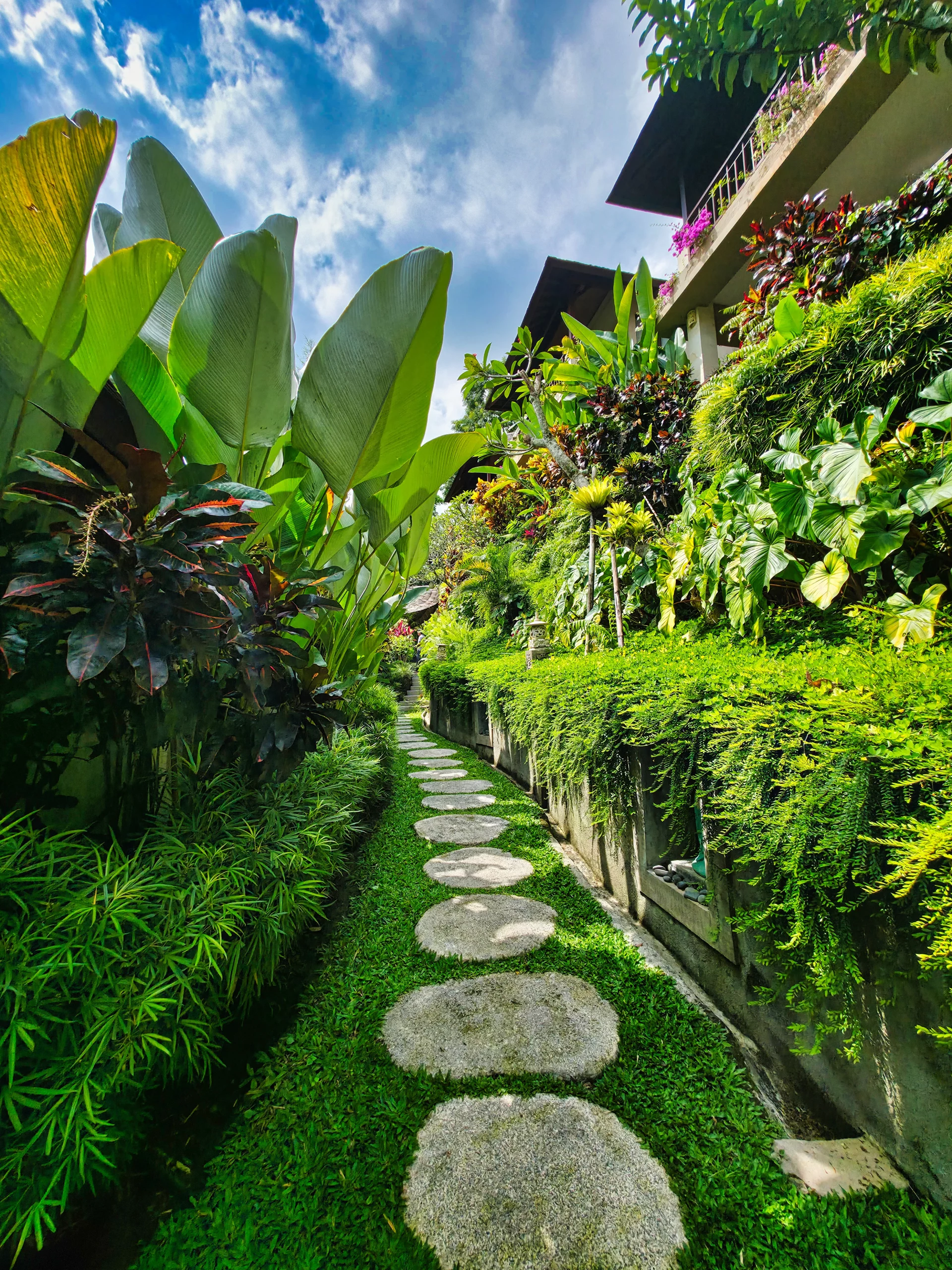 Lush garden view at Jannata Resort & Spa