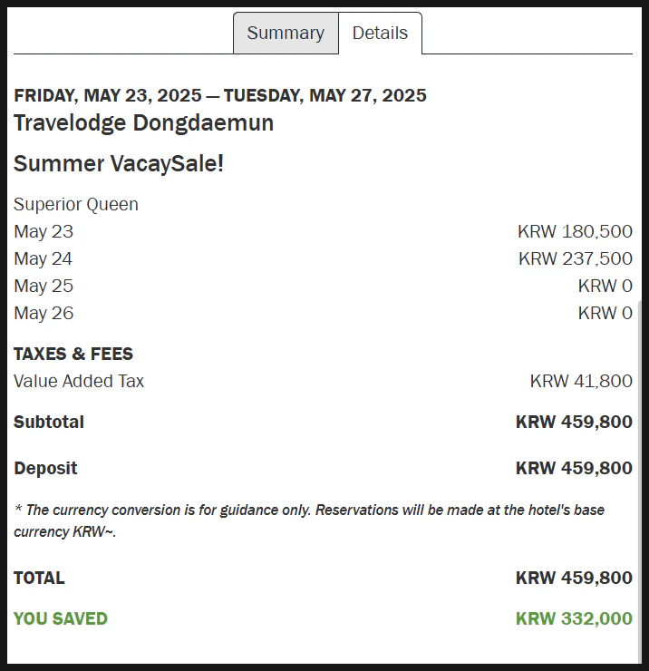 Screenshot of a hotel booking search with the promotion applied