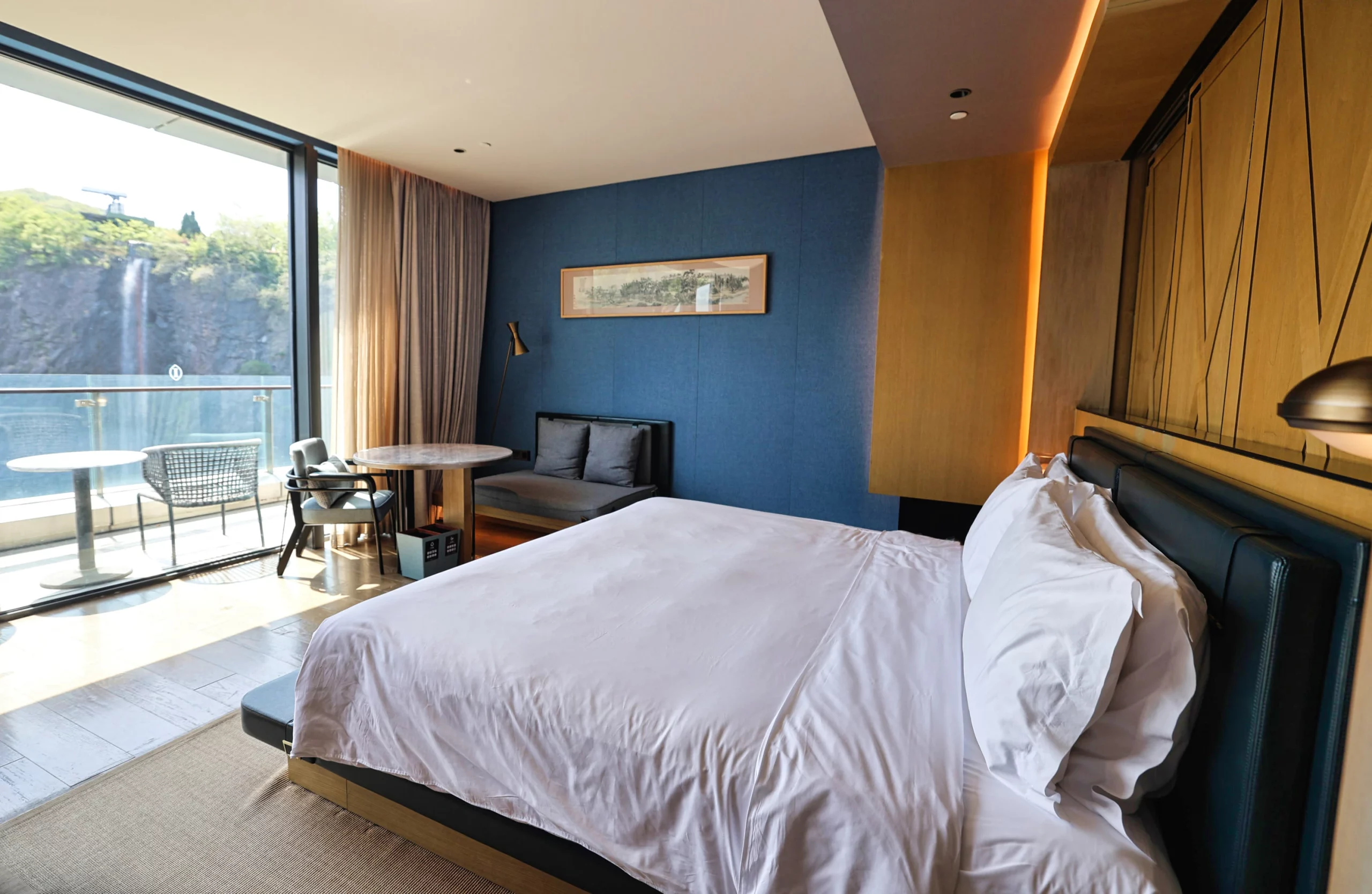 Comfortable and modern hotel bedroom interior.