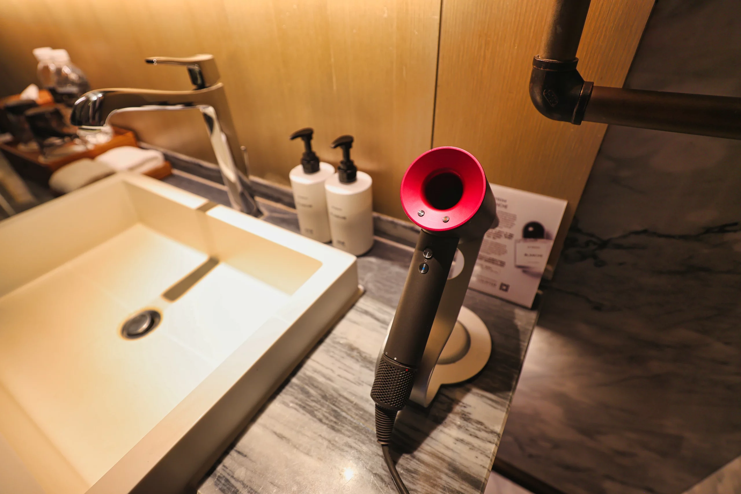 High-end bathroom amenities in a hotel.