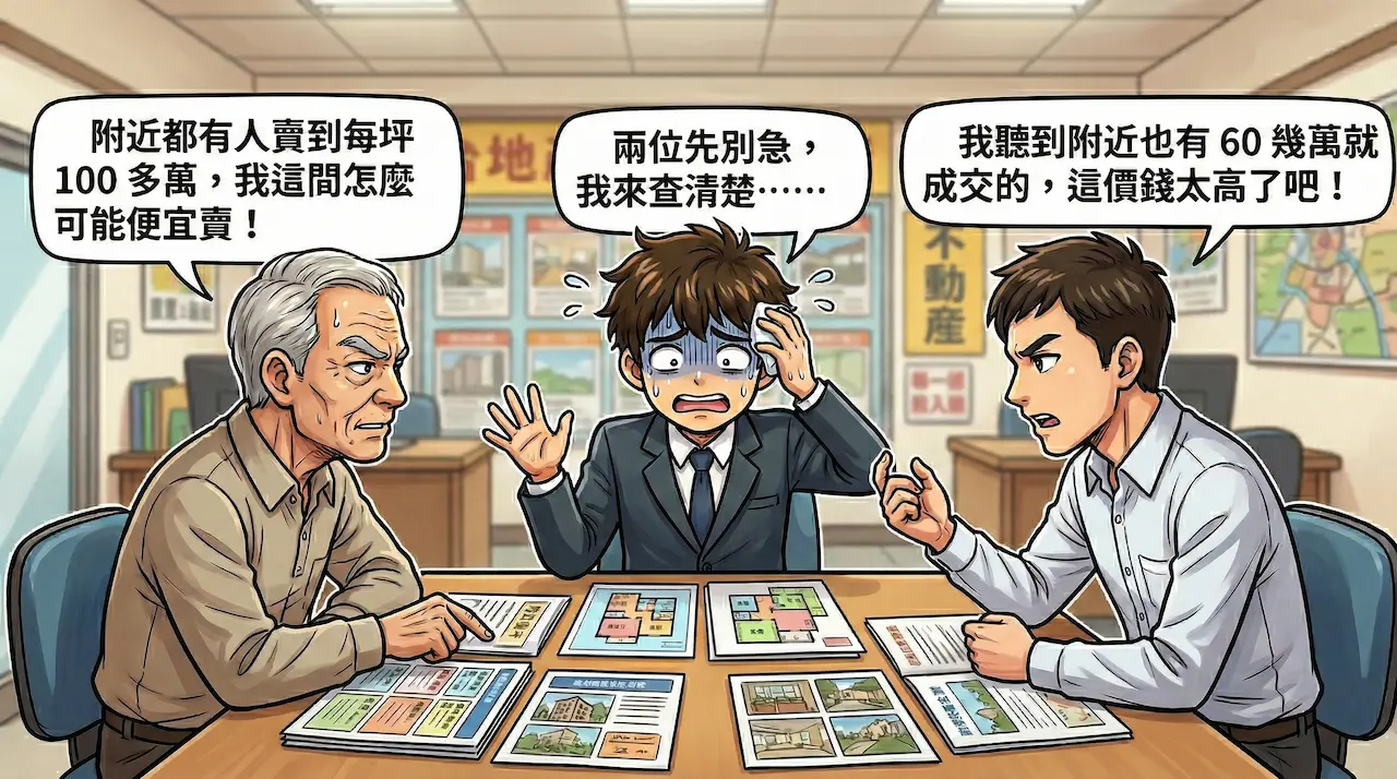 喵將軍專欄第 2 話第 1 張漫畫：買賣方吵翻，誰都說自己有道理