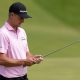 Justin Rose studies the line of his putt on the 9th green at this years Open Championship.