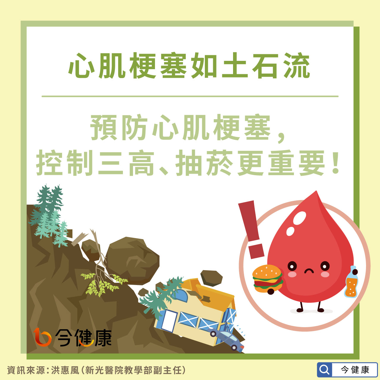 心肌梗塞如土石流,預防心肌梗塞,控制三高、抽菸更重要!