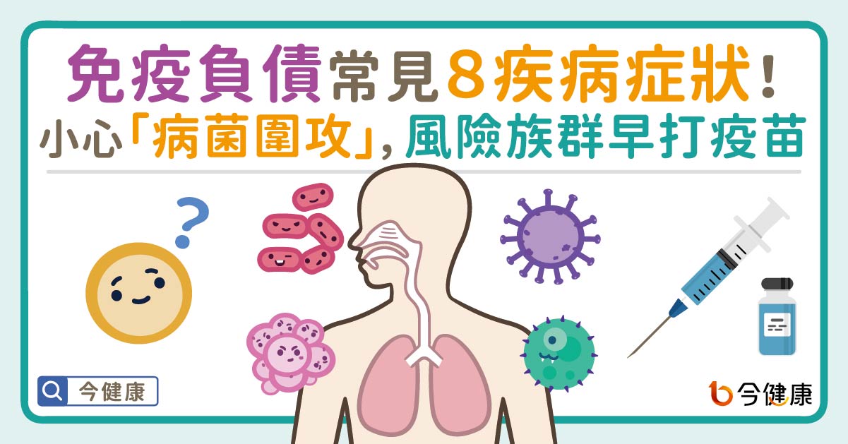 免疫負債常見８疾病症狀！小心「病菌圍攻」，風險族群早打疫苗。