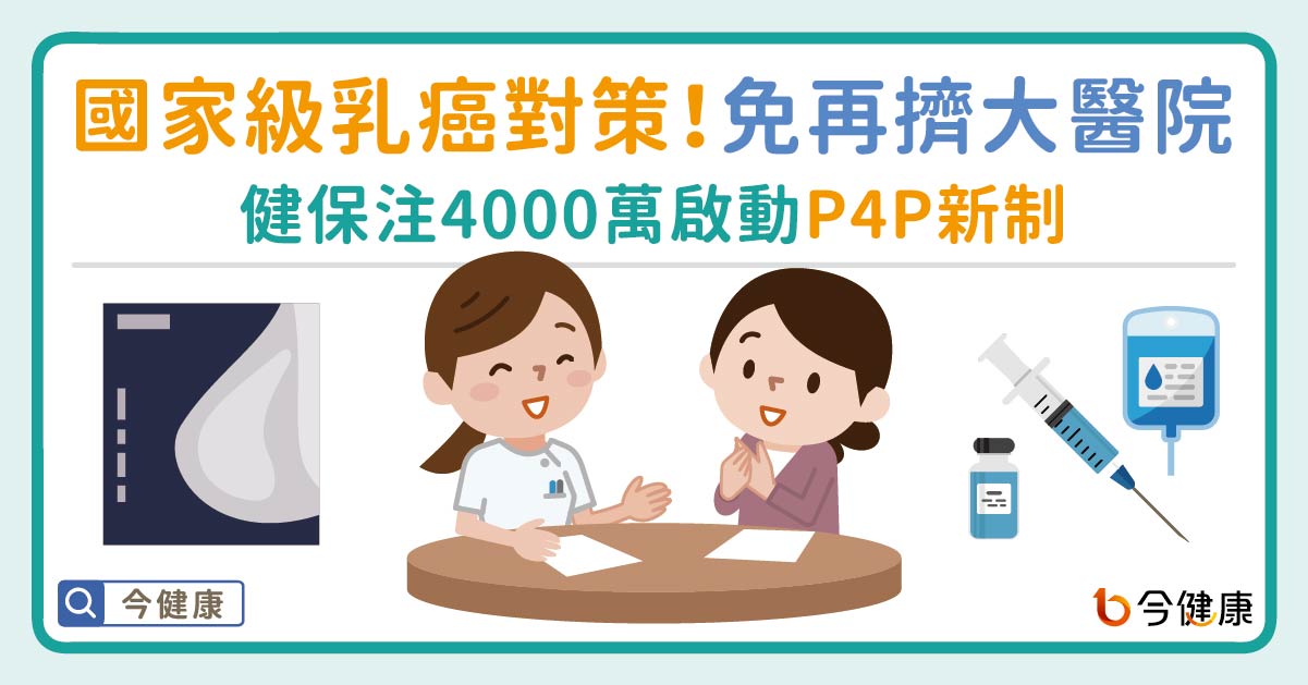 國家級乳癌對策！免再擠大醫院等醫生，健保注4000萬啟動P4P新制