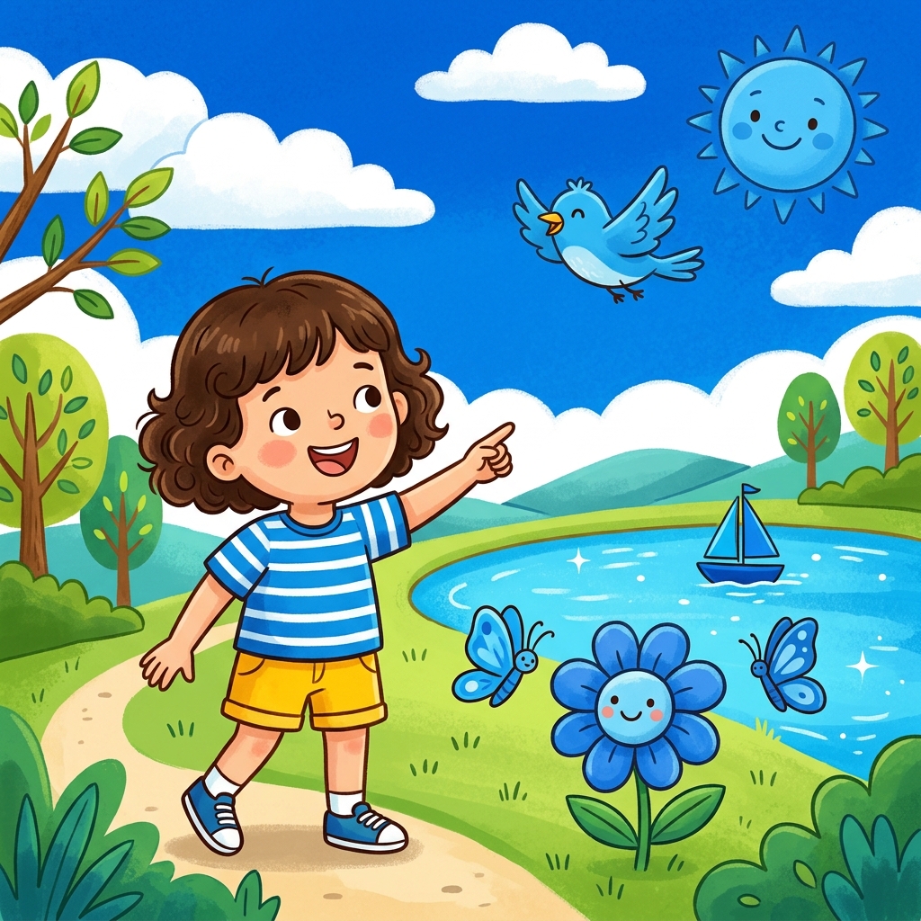 Illustration for I See Colors: I see blue.