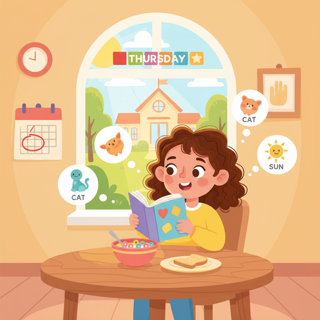 Illustration for The Spelling Bee: The school spelling bee was on Thursday. Iris had been studying her word list ev…
