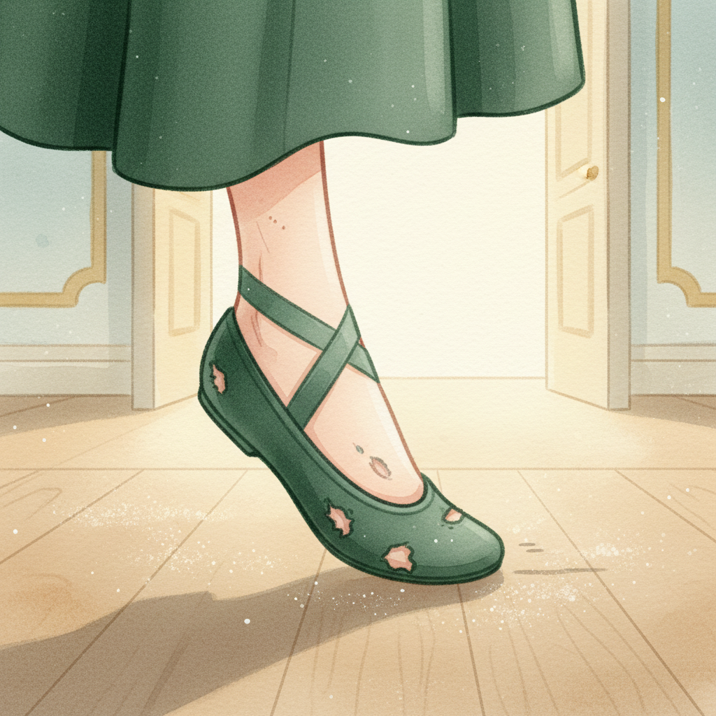 Illustration for The Twelve Dancing Princesses: As the princesses and the soldier, still invisible, retraced their steps through…