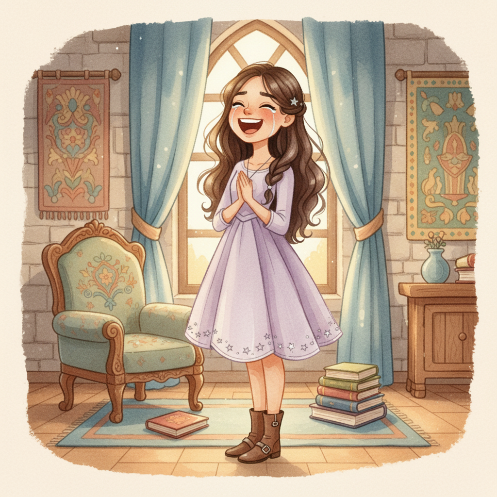 Illustration for The Golden Goose: The small giggle from Princess Anya, Luna, quickly bubbled up into a hearty, joy…