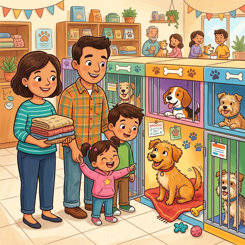 Illustration for The Rescue Dog: When the Martinez family went to the animal shelter, they were not planning to g…