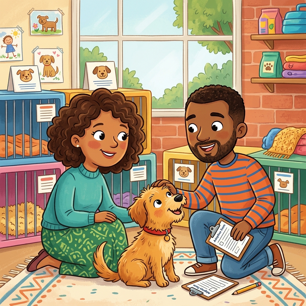 Illustration for The Rescue Dog: Mom and Dad looked at each other. They had a long, silent conversation with just…