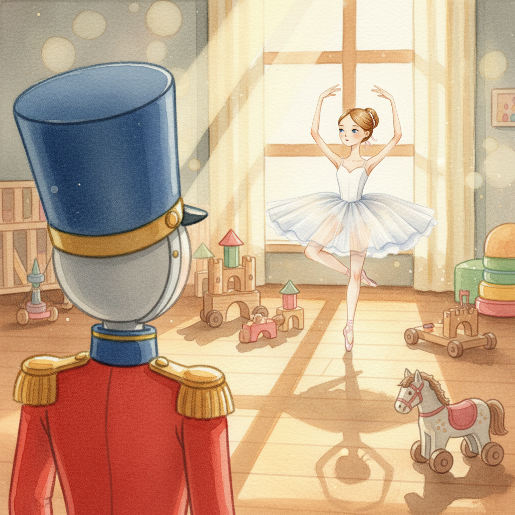 Illustration for The Steadfast Tin Soldier: The nursery was a wonderland of toys, basking in the warm afternoon light. Sunli…