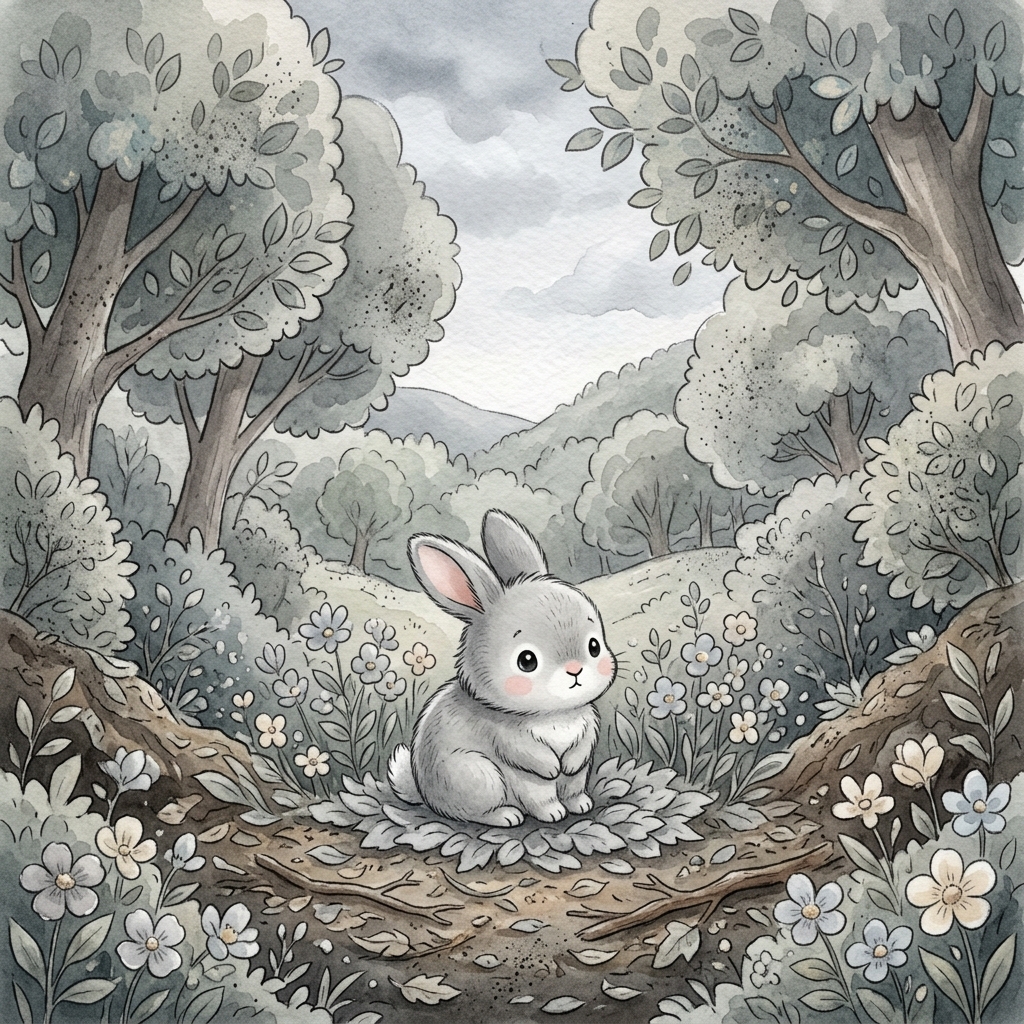 Illustration for The Dragon Who Breathed Bubbles: This gloomy valley was very dirty. It was covered in grey soot and grime. The le…