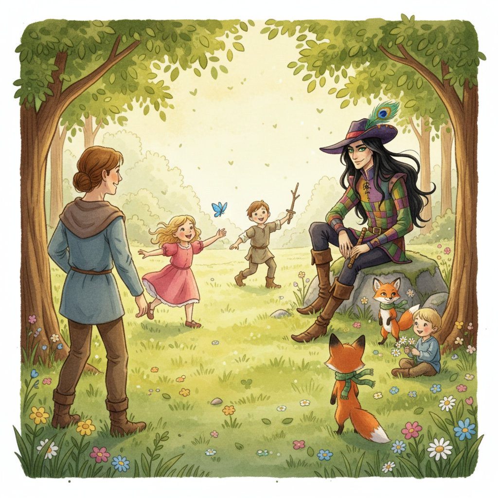 Illustration for The Pied Piper of Hamelin: The parents, their hearts soaring with relief, rushed through the last line of t…