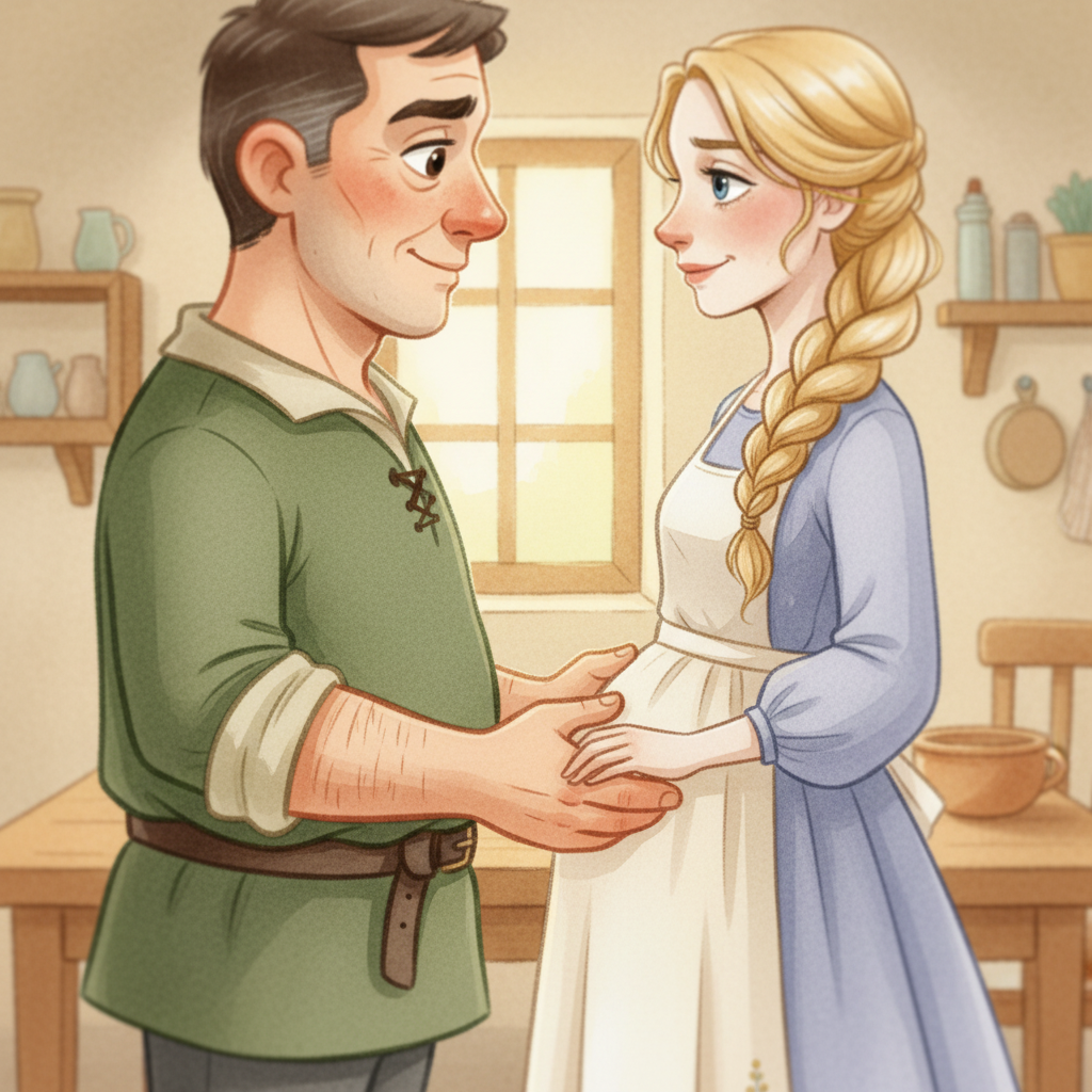Illustration for Rapunzel: Once upon a time, in a little village tucked between rolling green hills and a d…