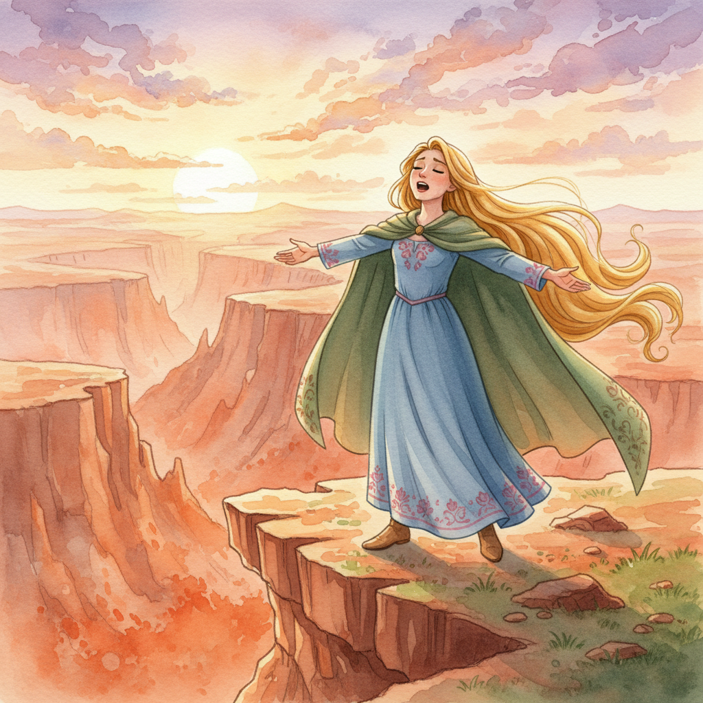 Illustration for Rapunzel: She sang. Even in her exile, even in her loneliness and grief, Rapunzel sang, be…