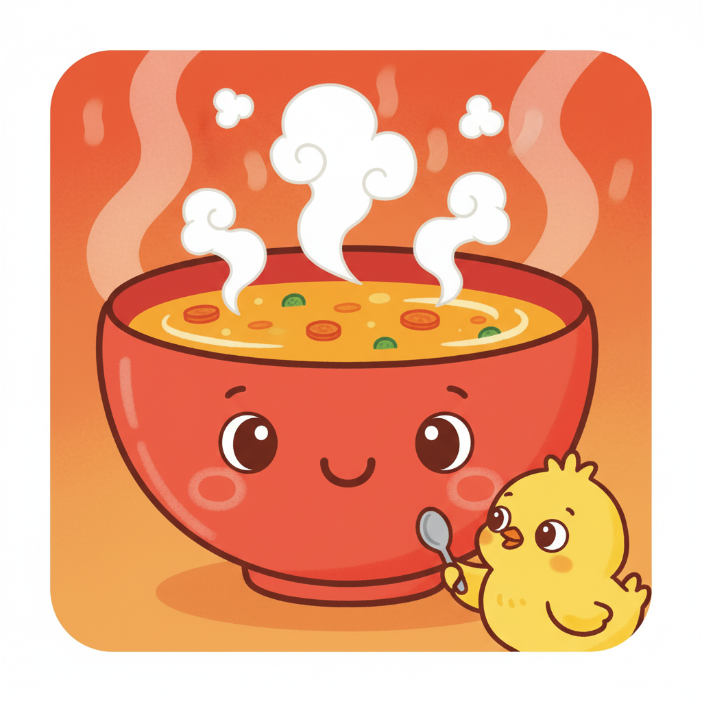 Illustration for Hot and Cold: Hot soup.
