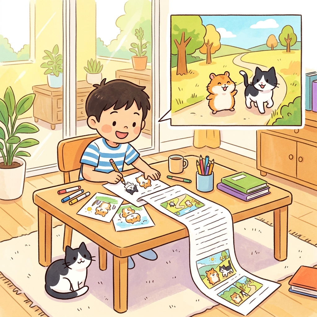 Illustration for The Pen Pal: Hiro wrote back the longest letter yet. He said the comic made him laugh so much…