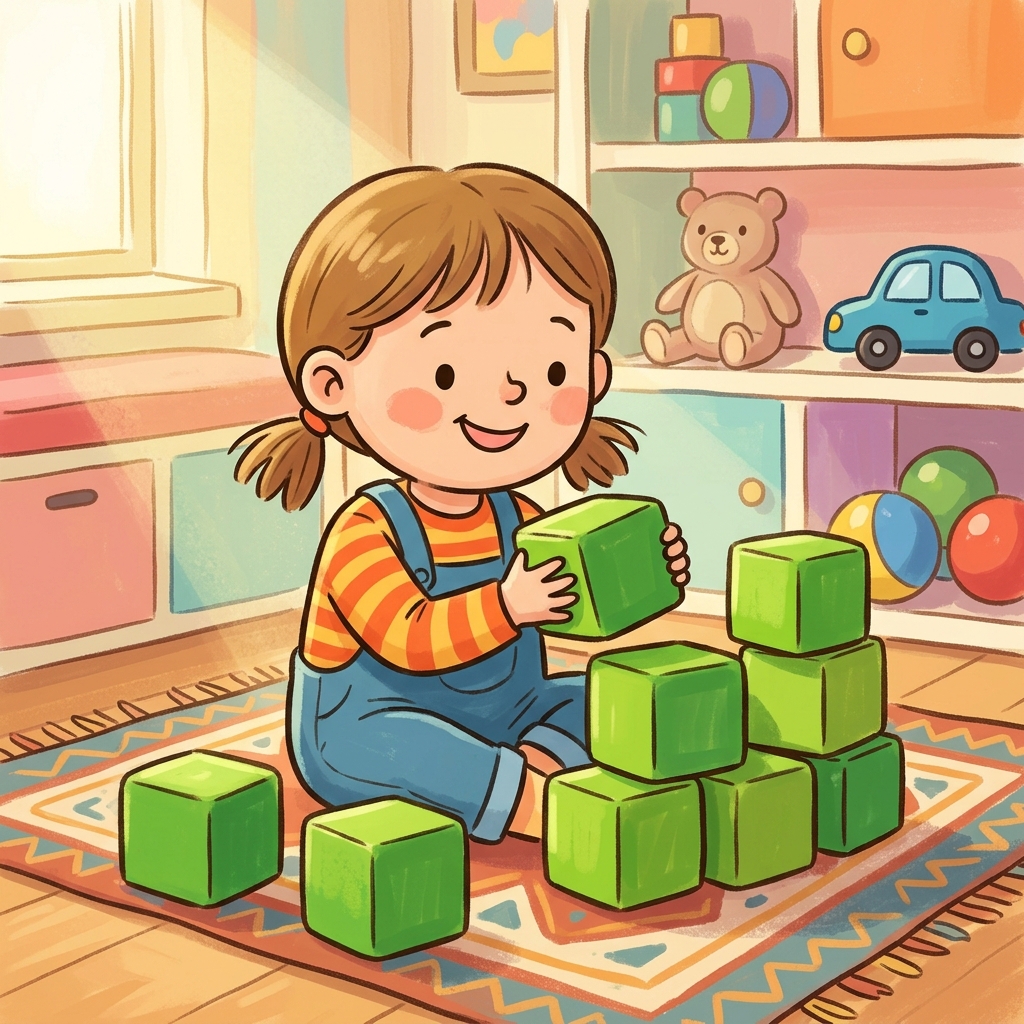 Illustration for My Toys: My green blocks.