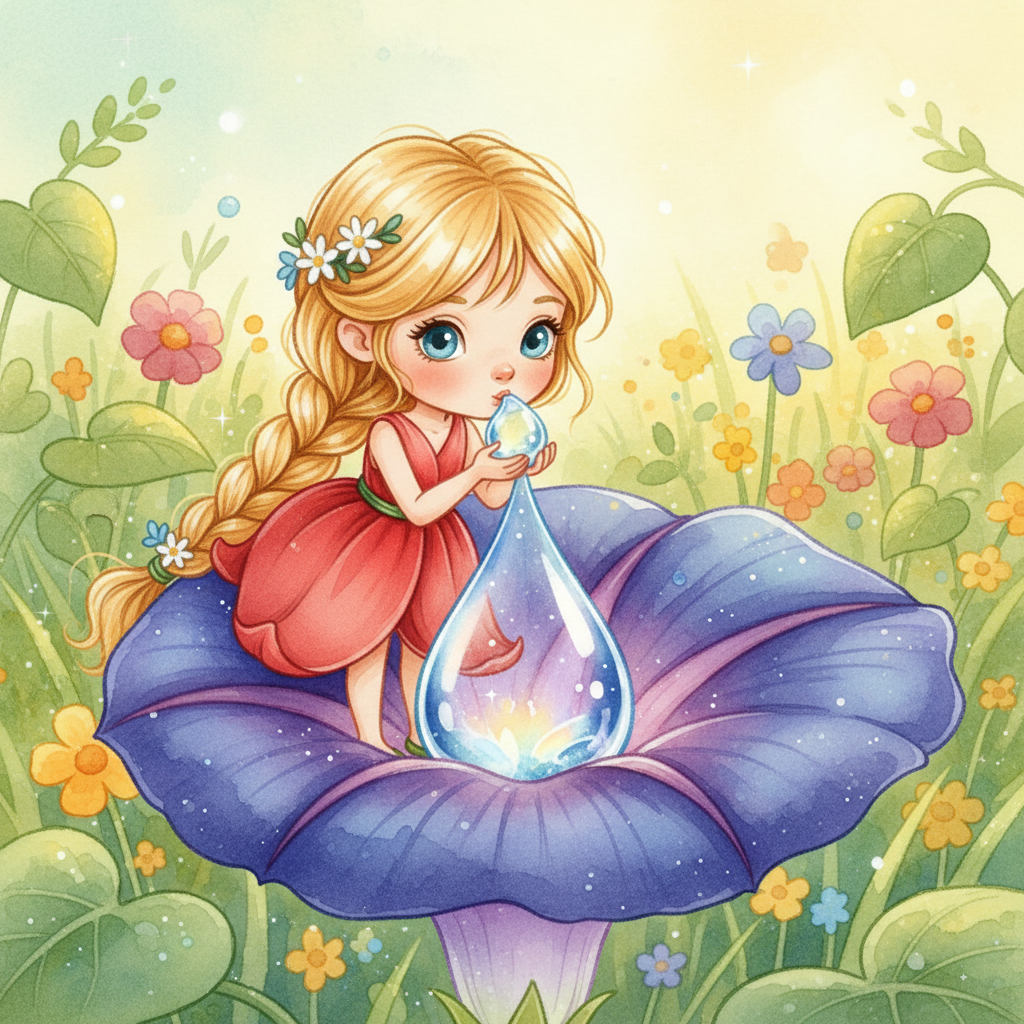Illustration for Thumbelina: All through the warm summer, Thumbelina lived alone in the meadow and the forest…